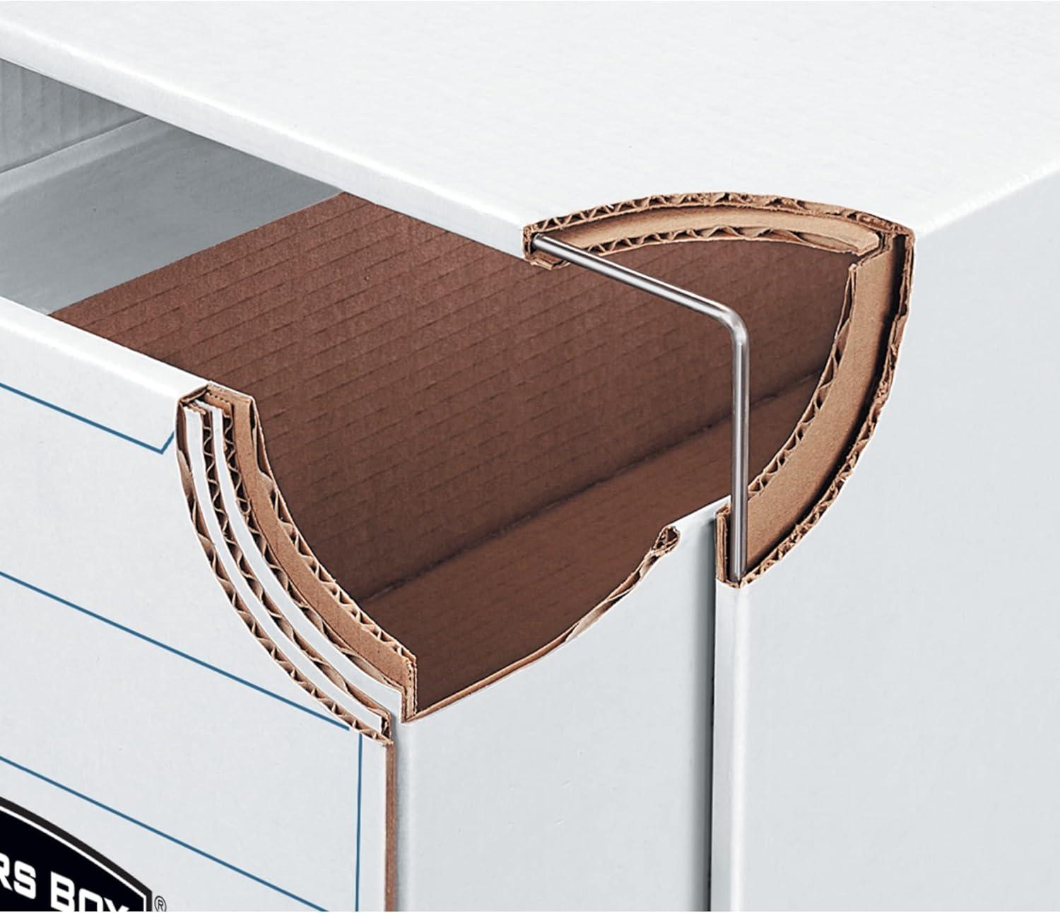 Bankers Box STOR/DRAWER STEEL PLUS Extra Space-Savings Storage Drawers, Letter Files, 14" x 25.5" x 11.5", White/Blue, 6/Carton