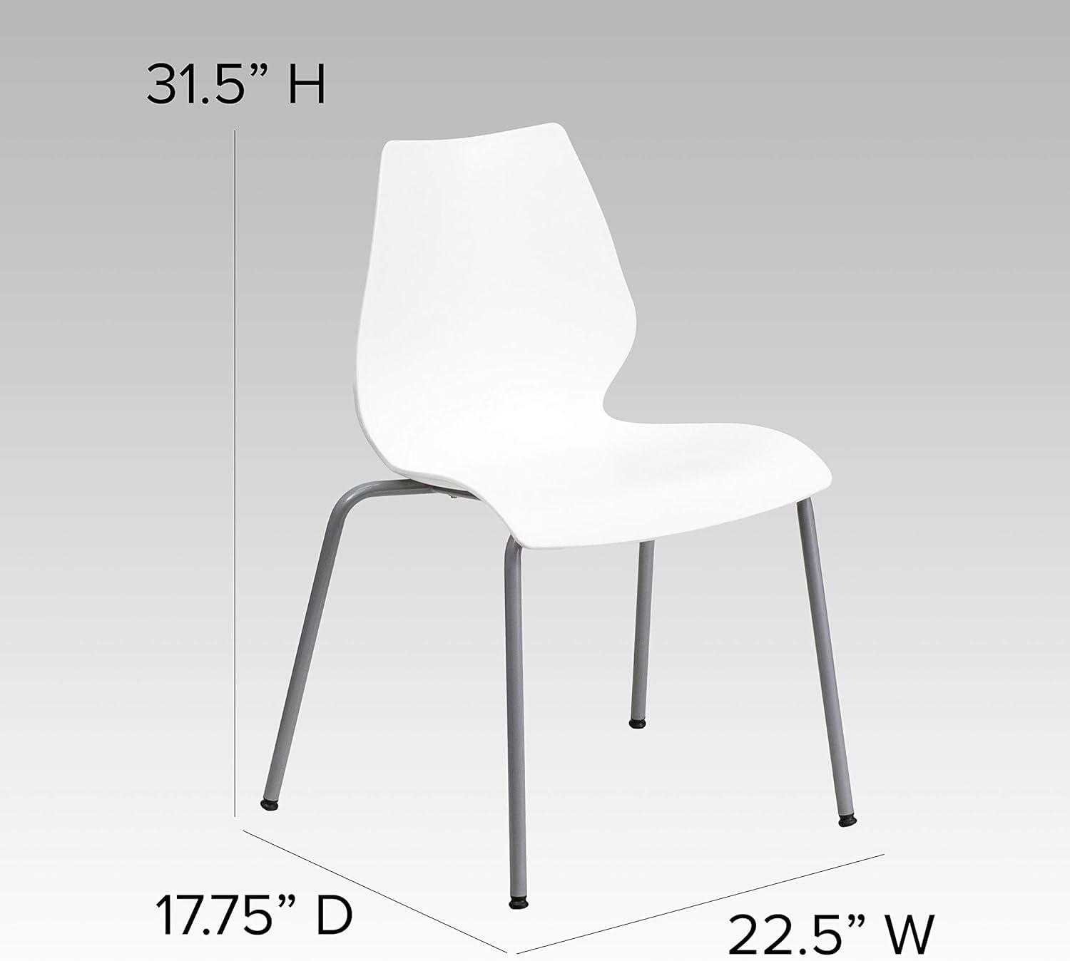 White Ergonomic Metal Stacking Chairs, Set of 5