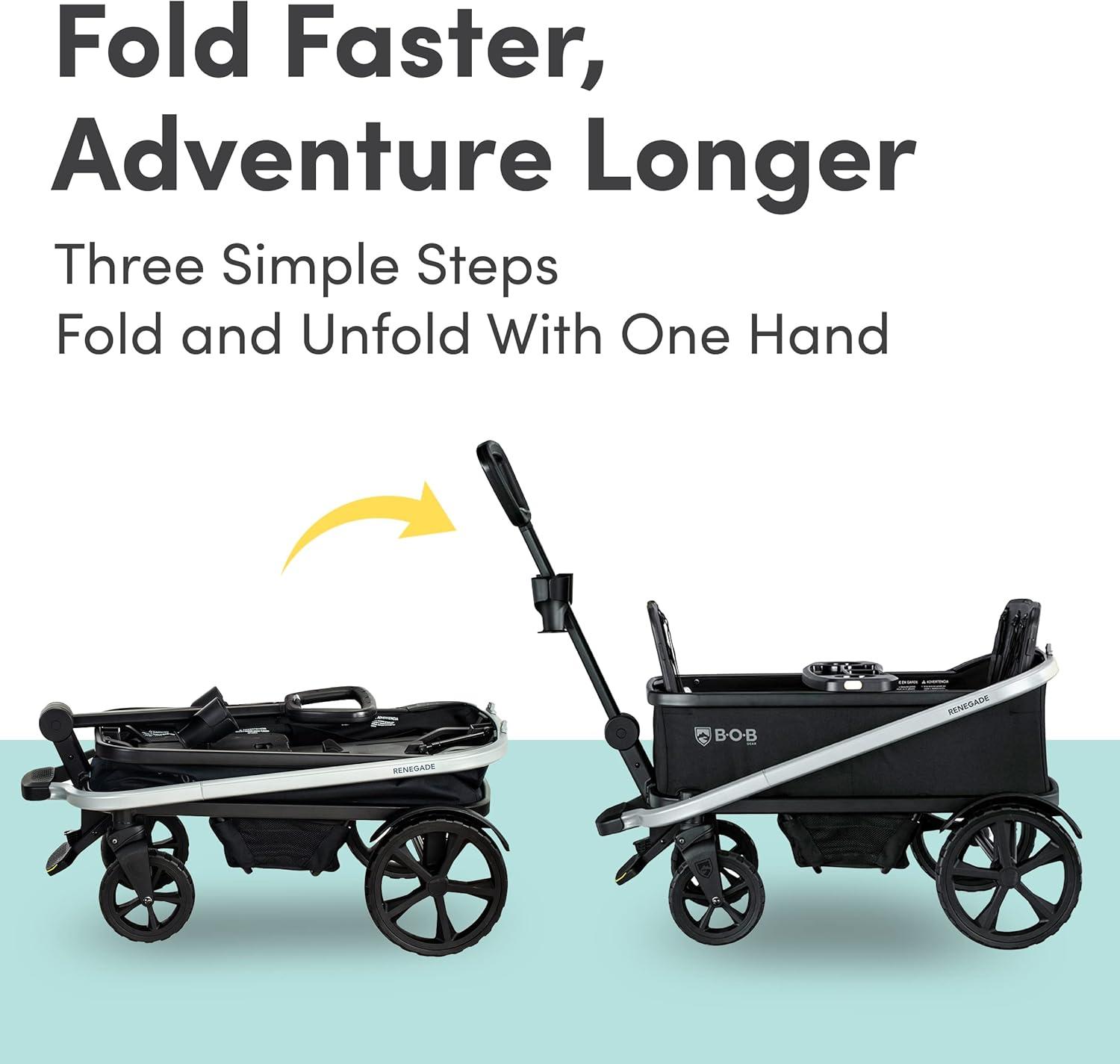 BOB Gear Renegade Foldable Stroller Wagon with Child Snack Tray and Cup Holders, Nightfall