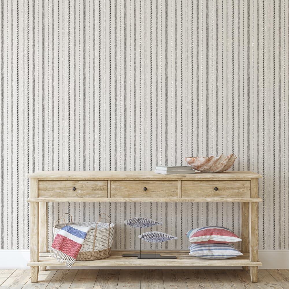 Tempaper Nautical Stripe Coastal Peel and Stick Wallpaper, 20.5" x 16.5'