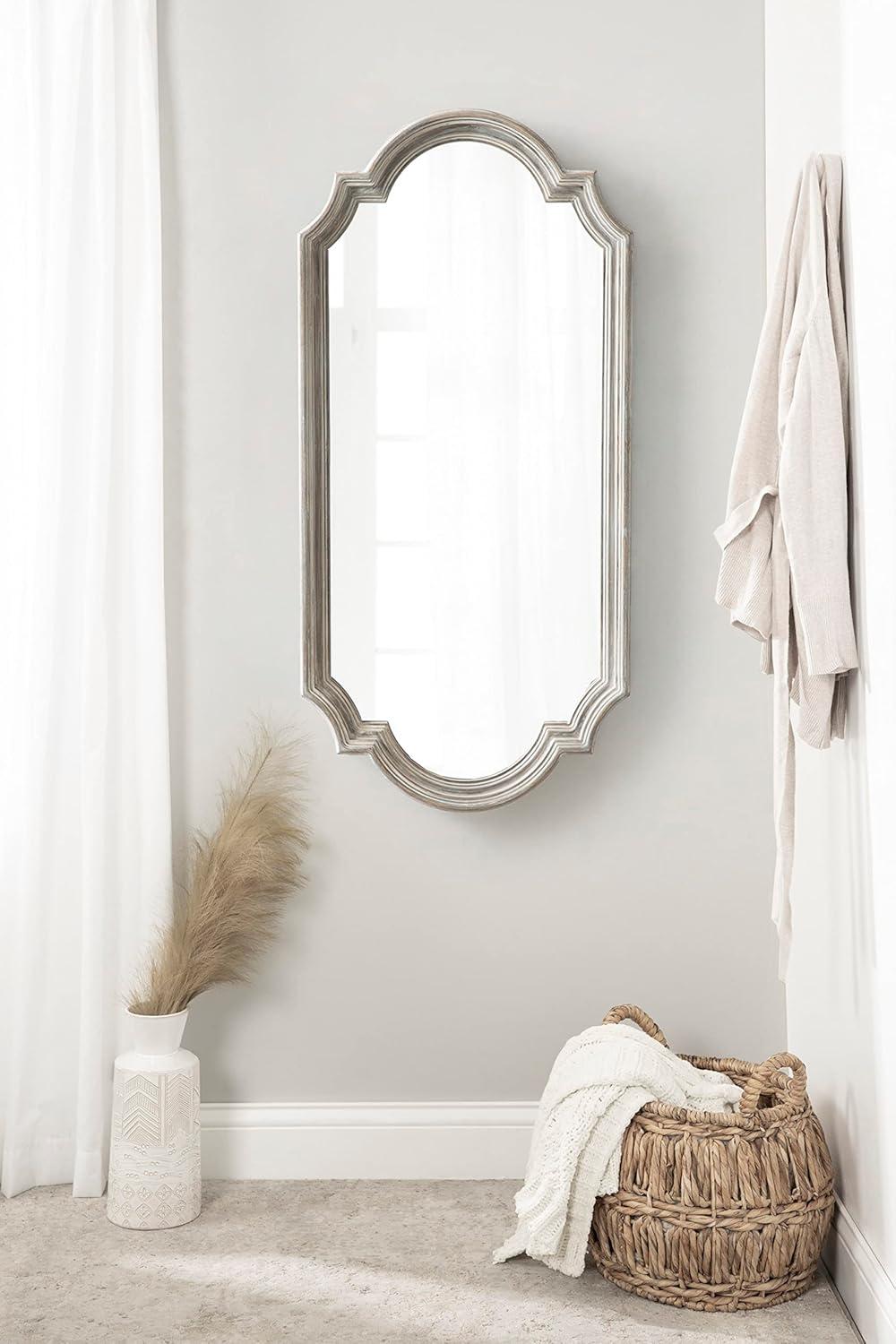 Kate and Laurel Fairbourne Scalloped MDF Full Length Mirror, 20x42, Gray