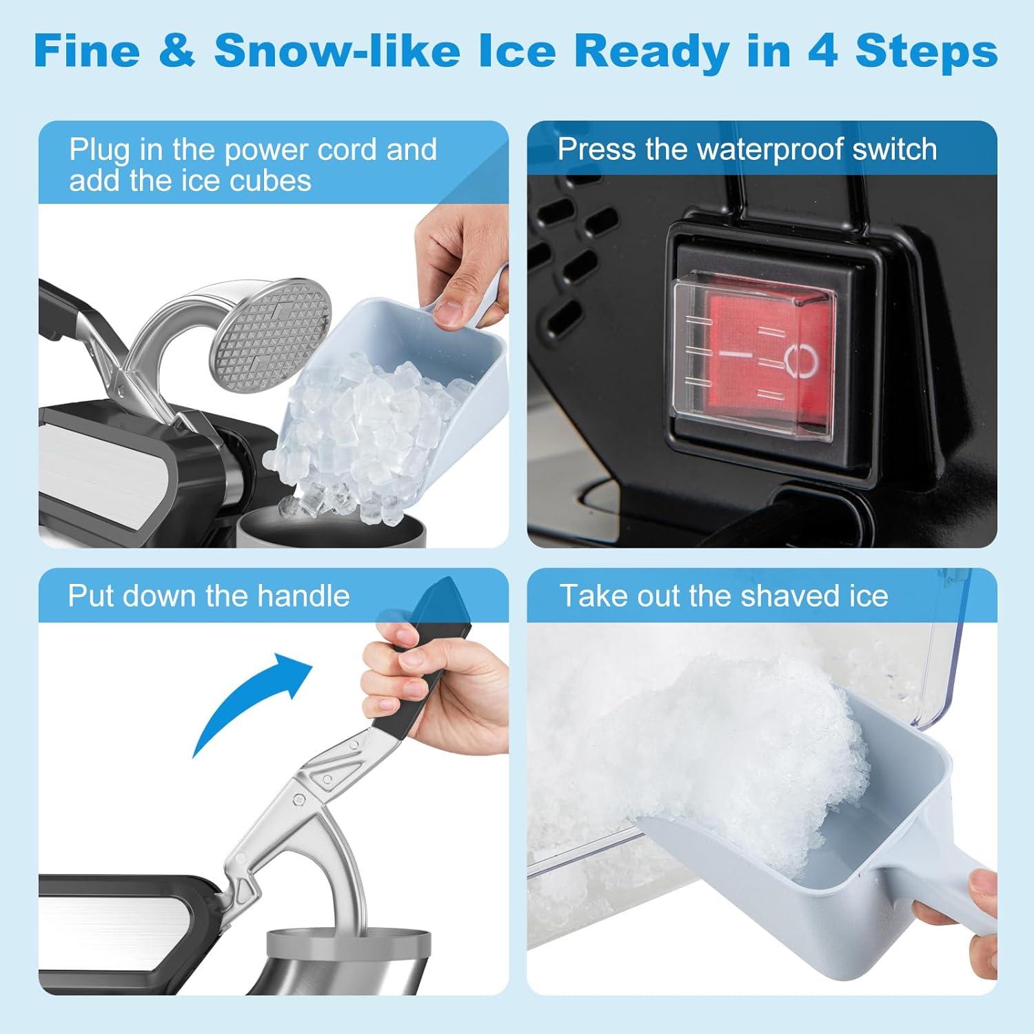 Kadyn 300W Commercial Ice Crusher with Dual Blades and Safety Switch-Black