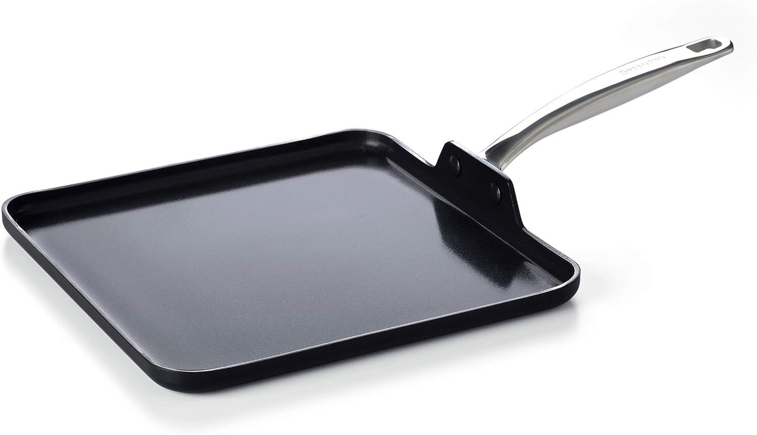 Black Ceramic Nonstick 11" Griddle Pan with Stainless Steel Handle