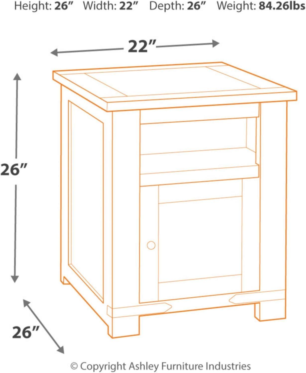 Budmore Rustic Brown Rectangular End Table with USB Ports