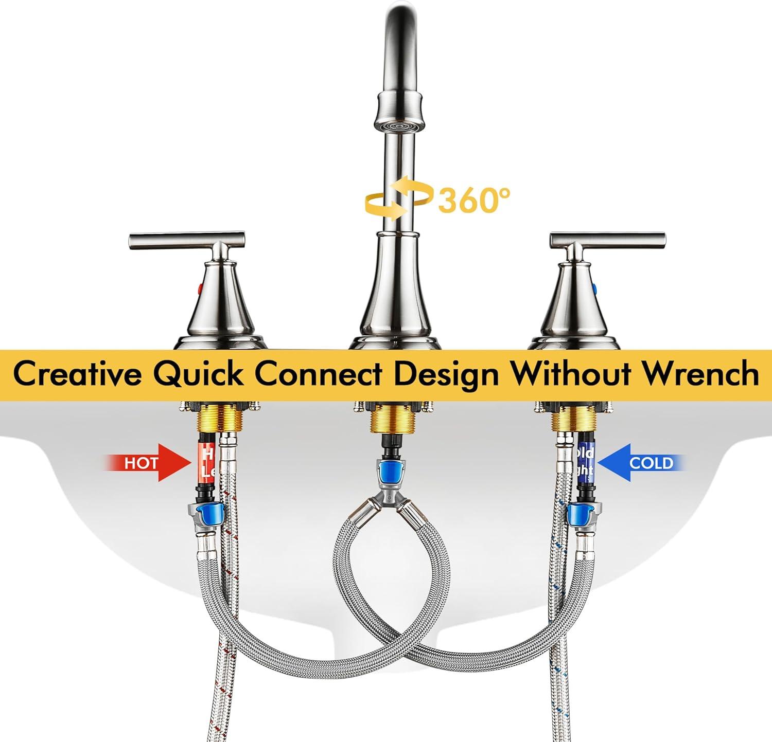 8-inch Widespread Faucet 2-handle Bathroom Faucet with Drain 1.2 GPM