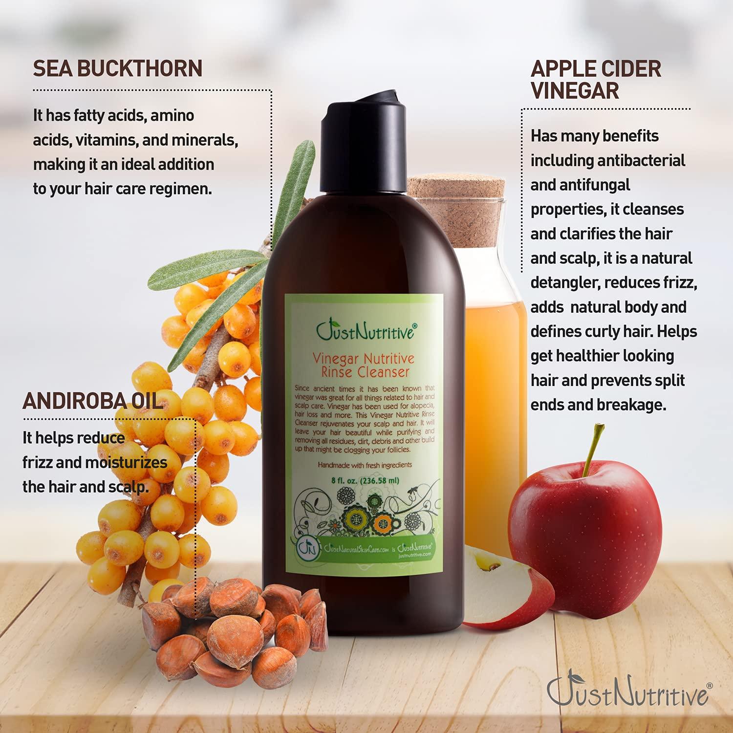 Just Nutritive Vinegar Rinse Cleanser, Scalp Cleanser, Natural Hair Care for Hair and Scalp Treatment, Prevent Hair Loss, Nourish Dull Damaged Hair, 8oz