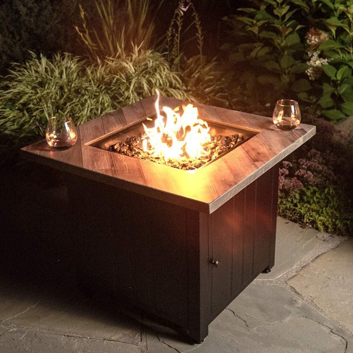 Endless Summer Mason by Endless Summer, 30" Square LP Gas Fire Table with Faux Wood Mantel
