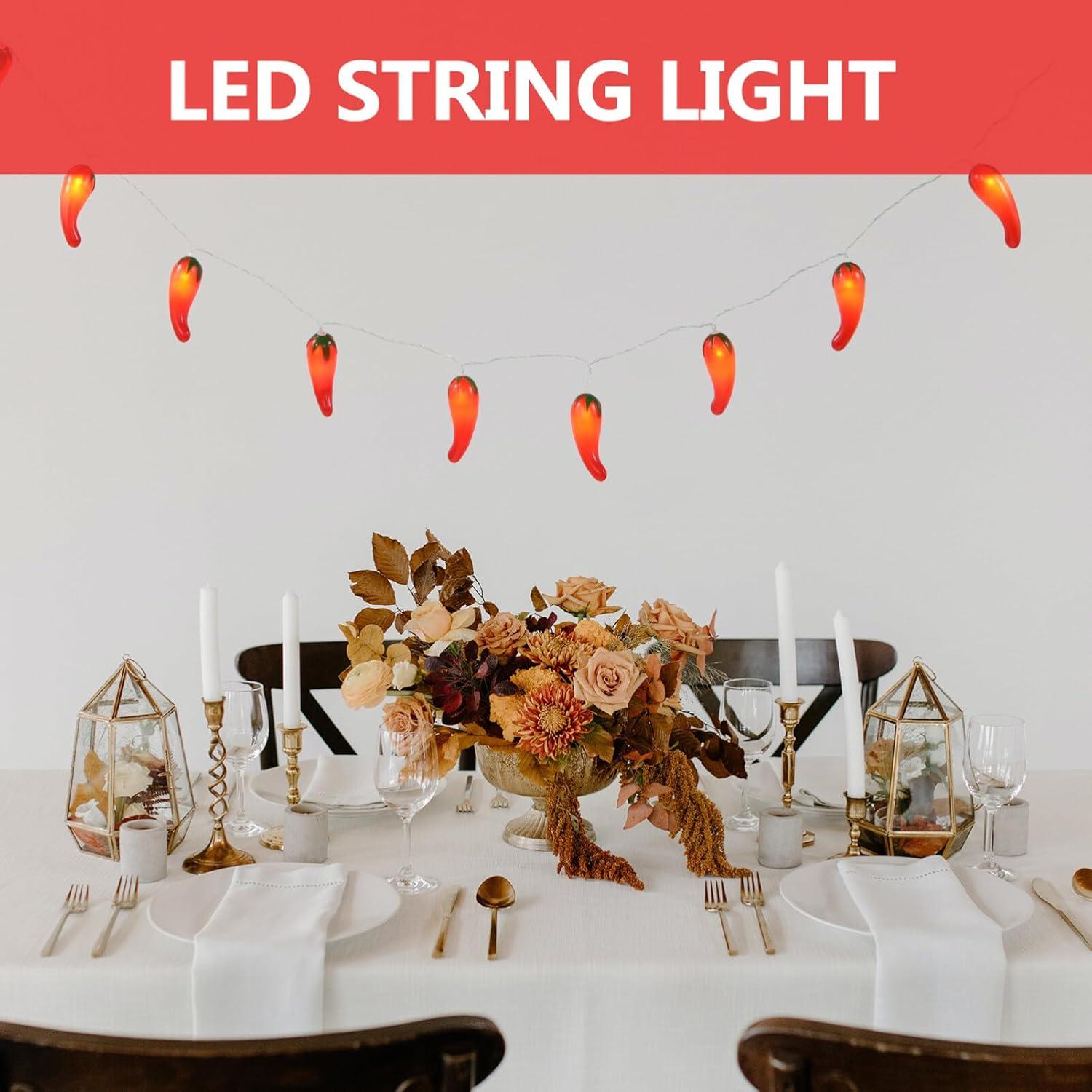 HOMEMAXS Chili Lights String Battery-operated 5.4ft 10 LEDs Warm White Pepper Lights Decorations for Patio Fence Deck Balcony Camping