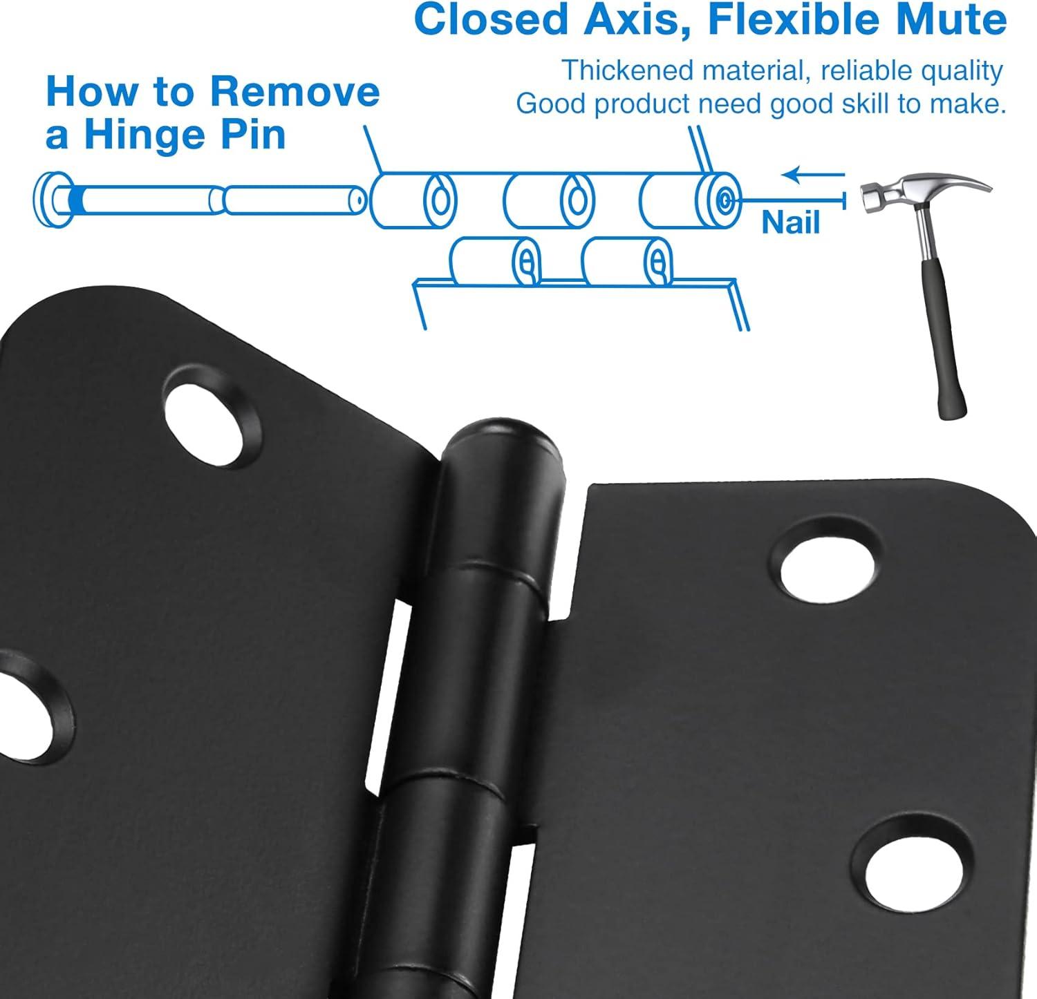 Design House Door Hinge 4-Inch, 5/8-inch Radius, 3-Pack (Set of 3)