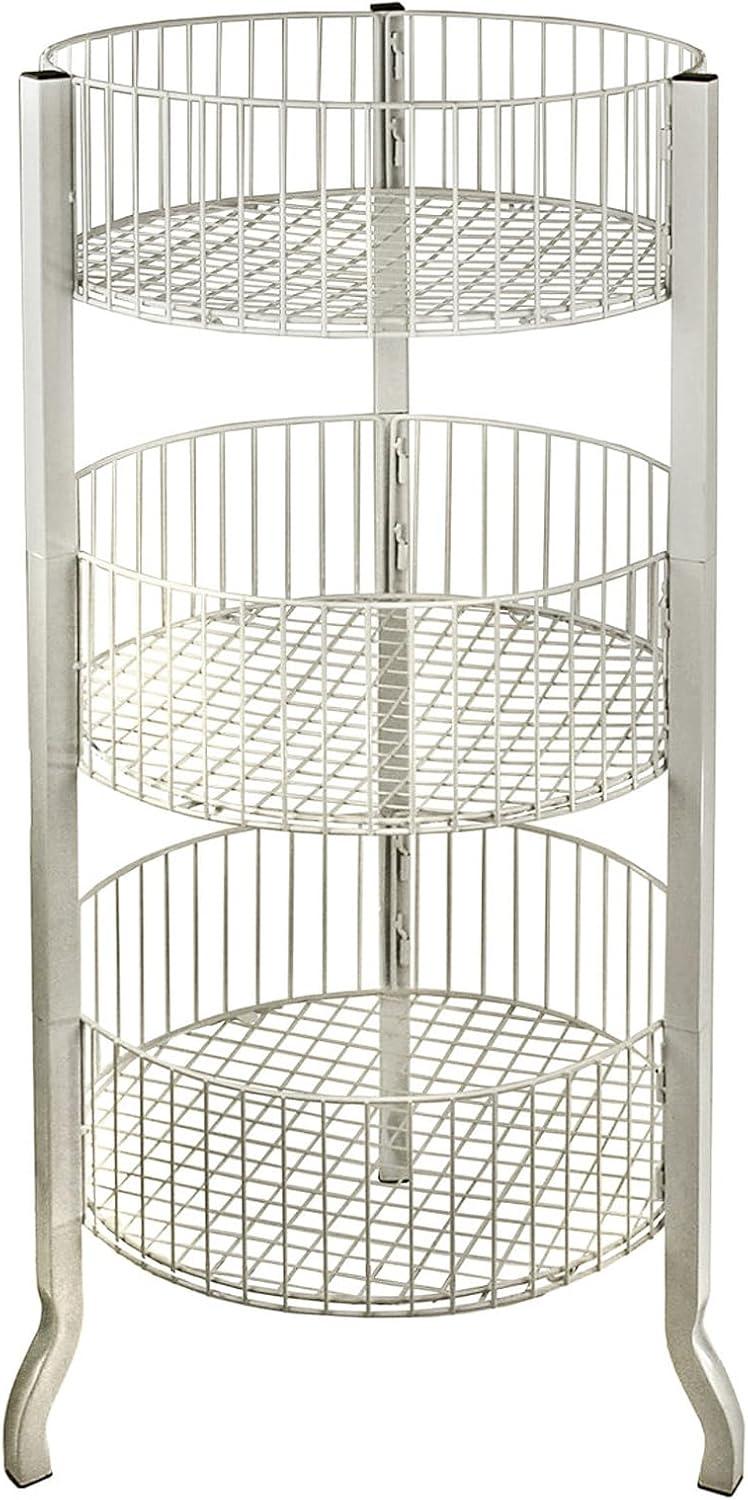Azar Displays Three-Tiered Large White Wire Bin
