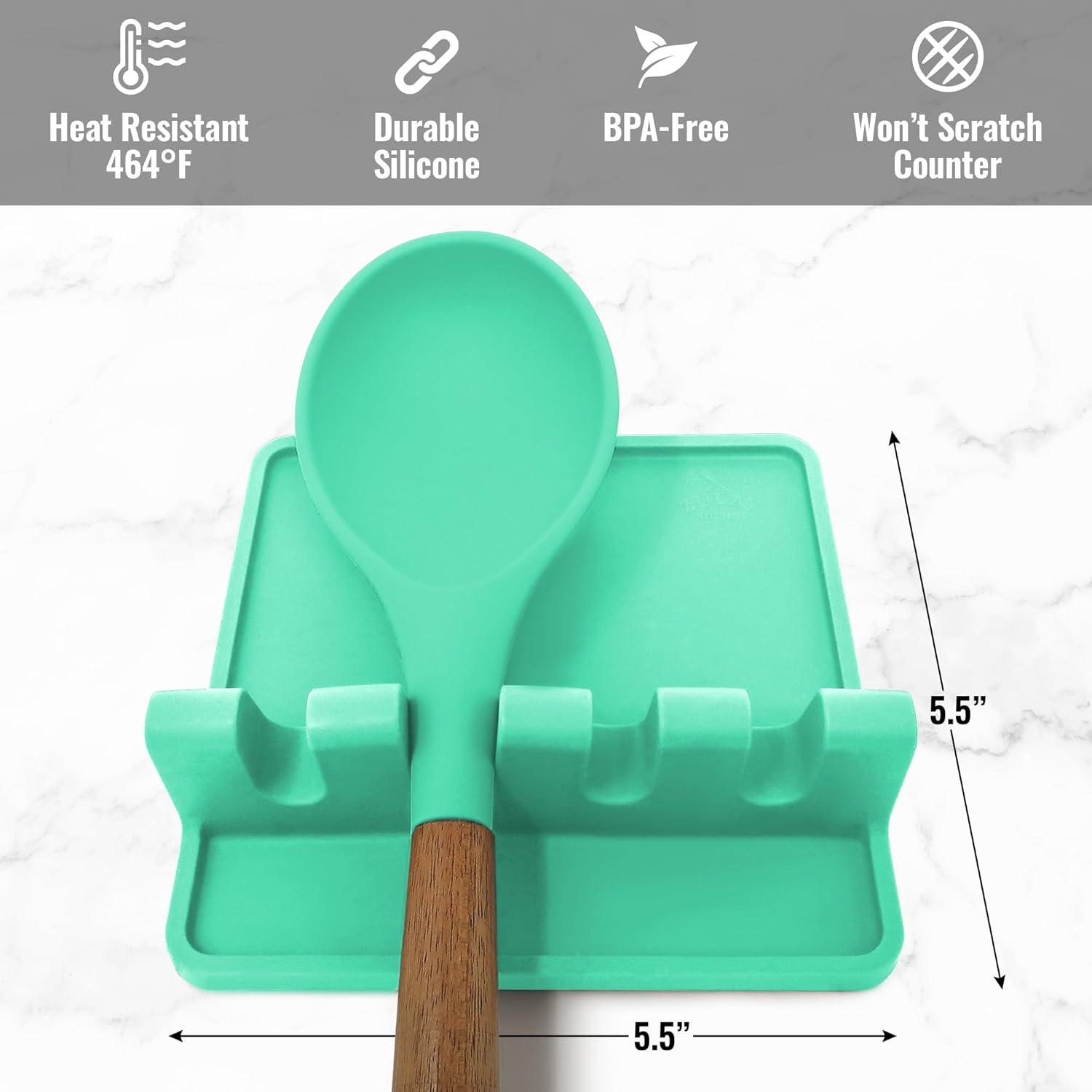 Zulay Silicone Utensil Rest with Drip Pad for Multiple Utensils BPA-Free Stove Top - Gray