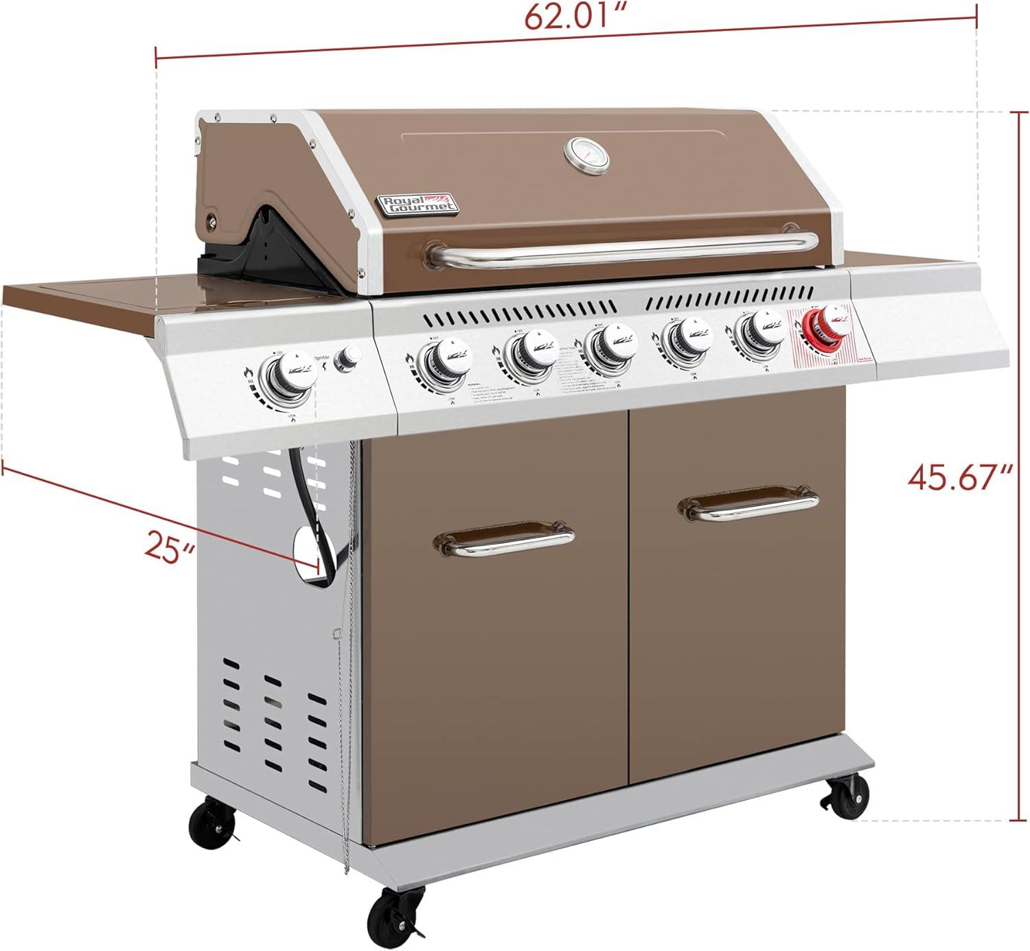 Royal Gourmet 6 - Burner Freestanding Liquid Propane 74000 BTU Gas Grill with Cabinet