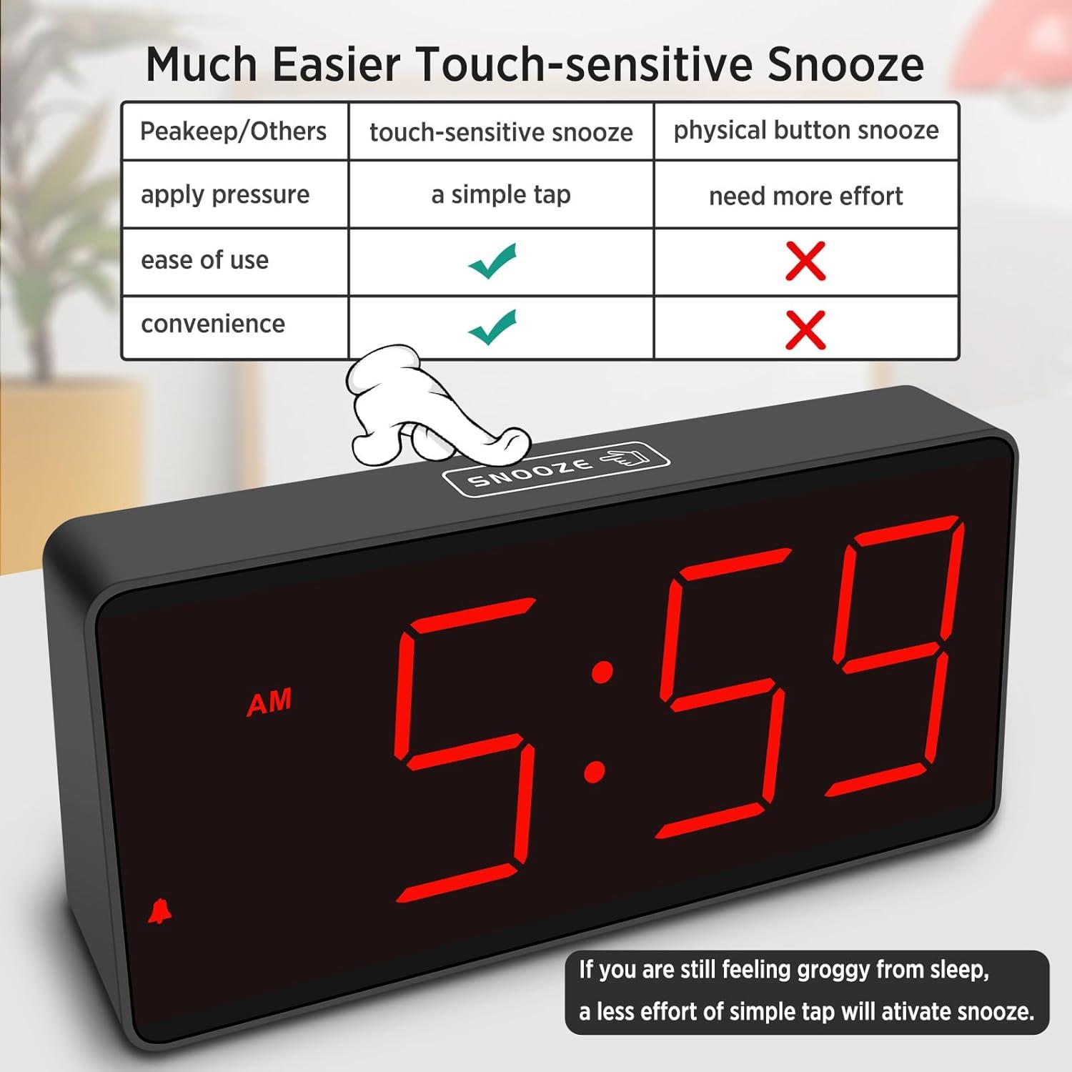 Black Rectangular Digital Alarm Clock with Red Digits