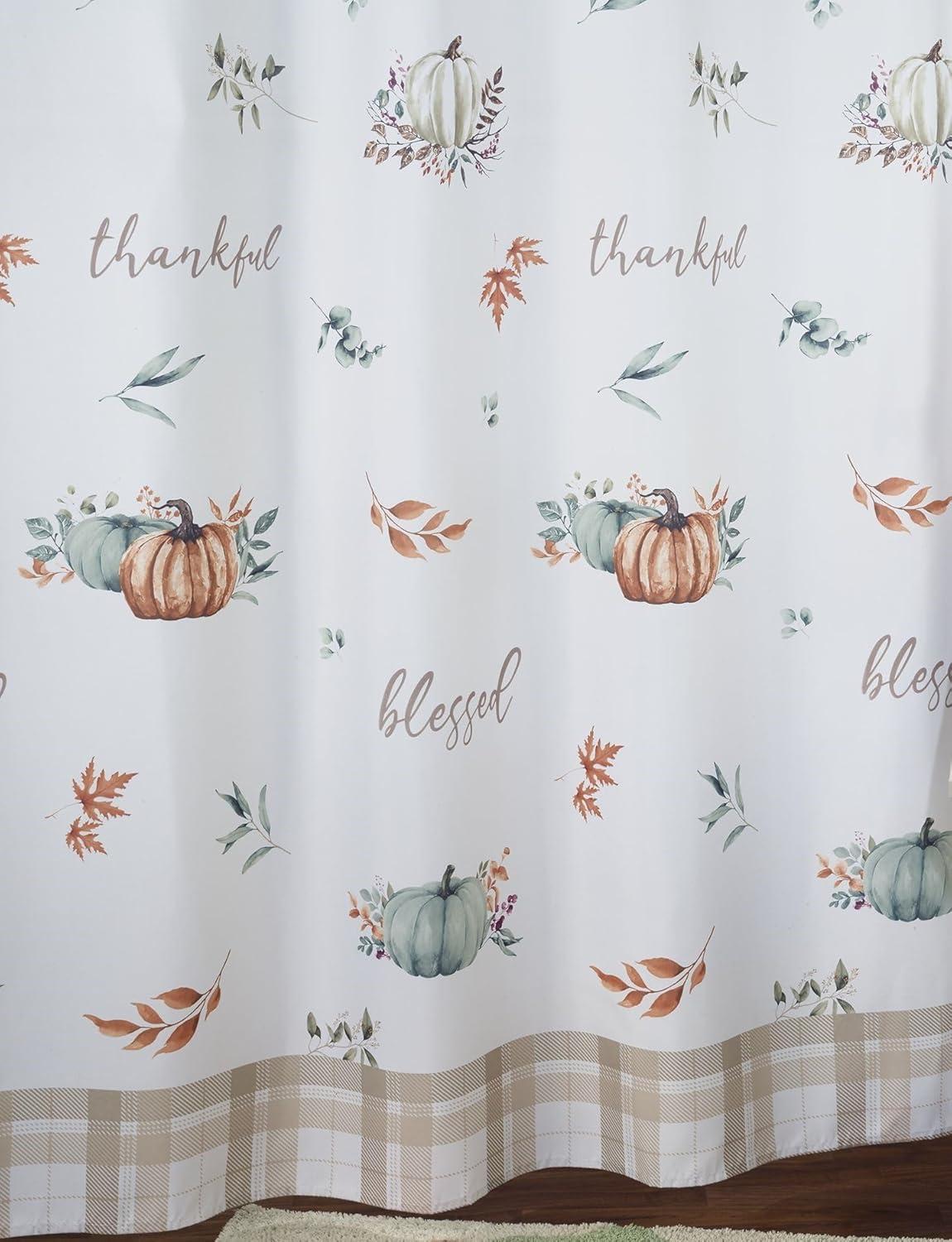 Grateful Patch Fall-Inspired Fabric Shower Curtain, 72 x 72 Inches