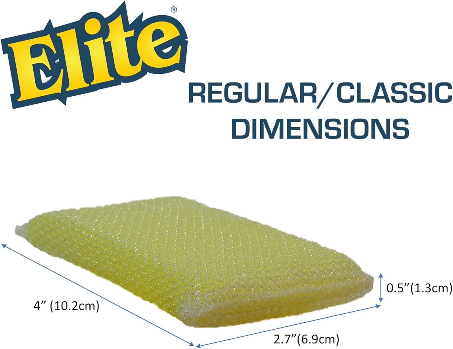 Elite Yellow Non-Scratch Polyester Scrub Sponge, 3 Pack