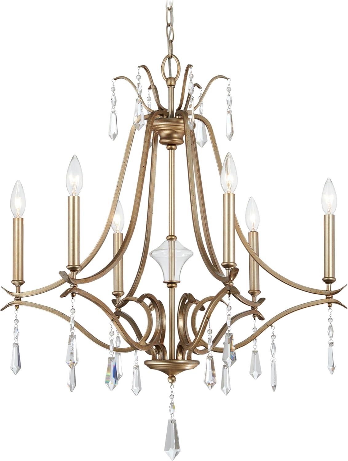 Minka Lavery Aged Brio Gold Chandelier 26 3/4" Wide French Clear Crystal 6-Light Fixture for Dining Room House Kitchen Entryway