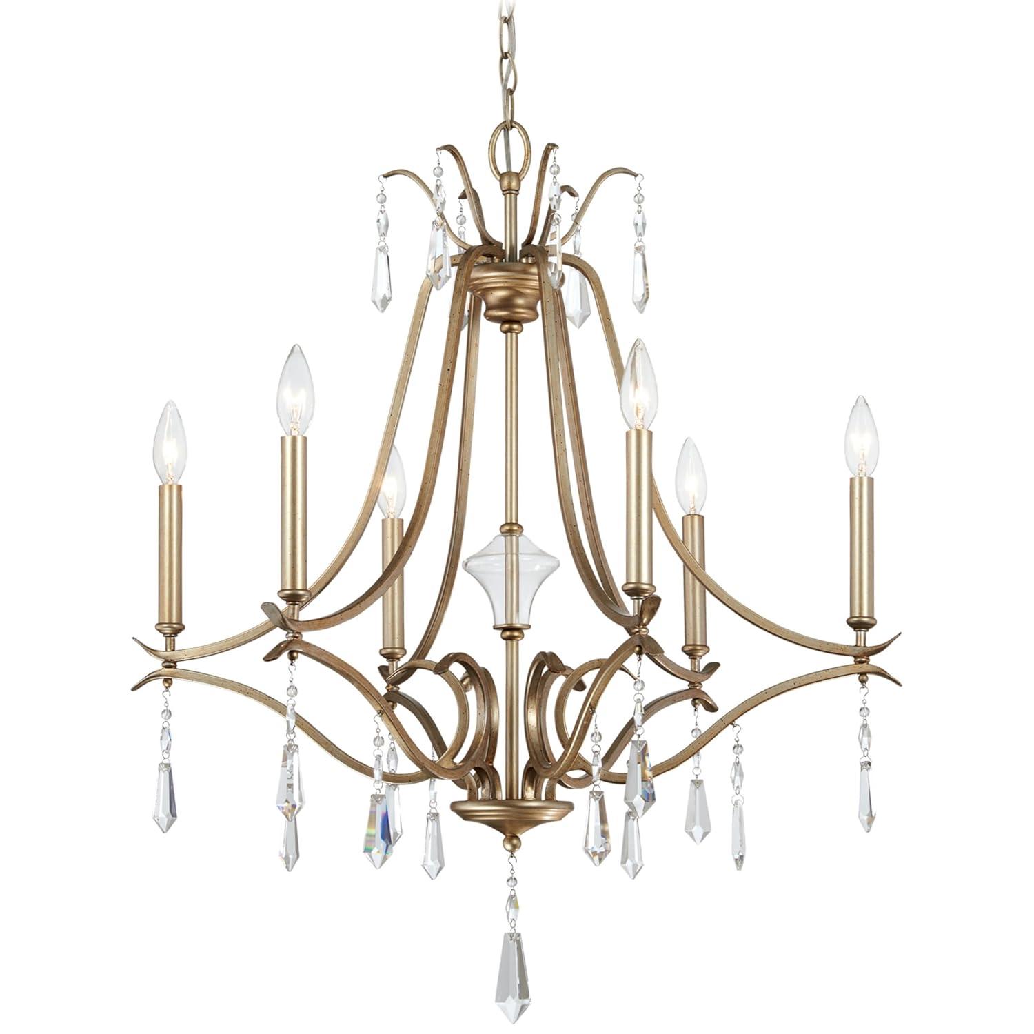 Minka Lavery Aged Brio Gold Chandelier 26 3/4" Wide French Clear Crystal 6-Light Fixture for Dining Room House Kitchen Entryway