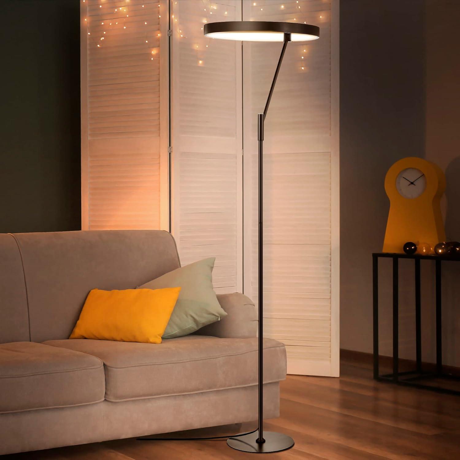 Black Arc Touch LED Metal Floor Lamp