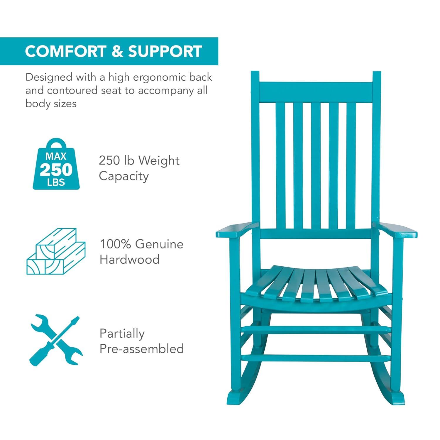 Shine Company Traditional Hardwood Indoor/Outdoor Patio Porch Rocker in Blue