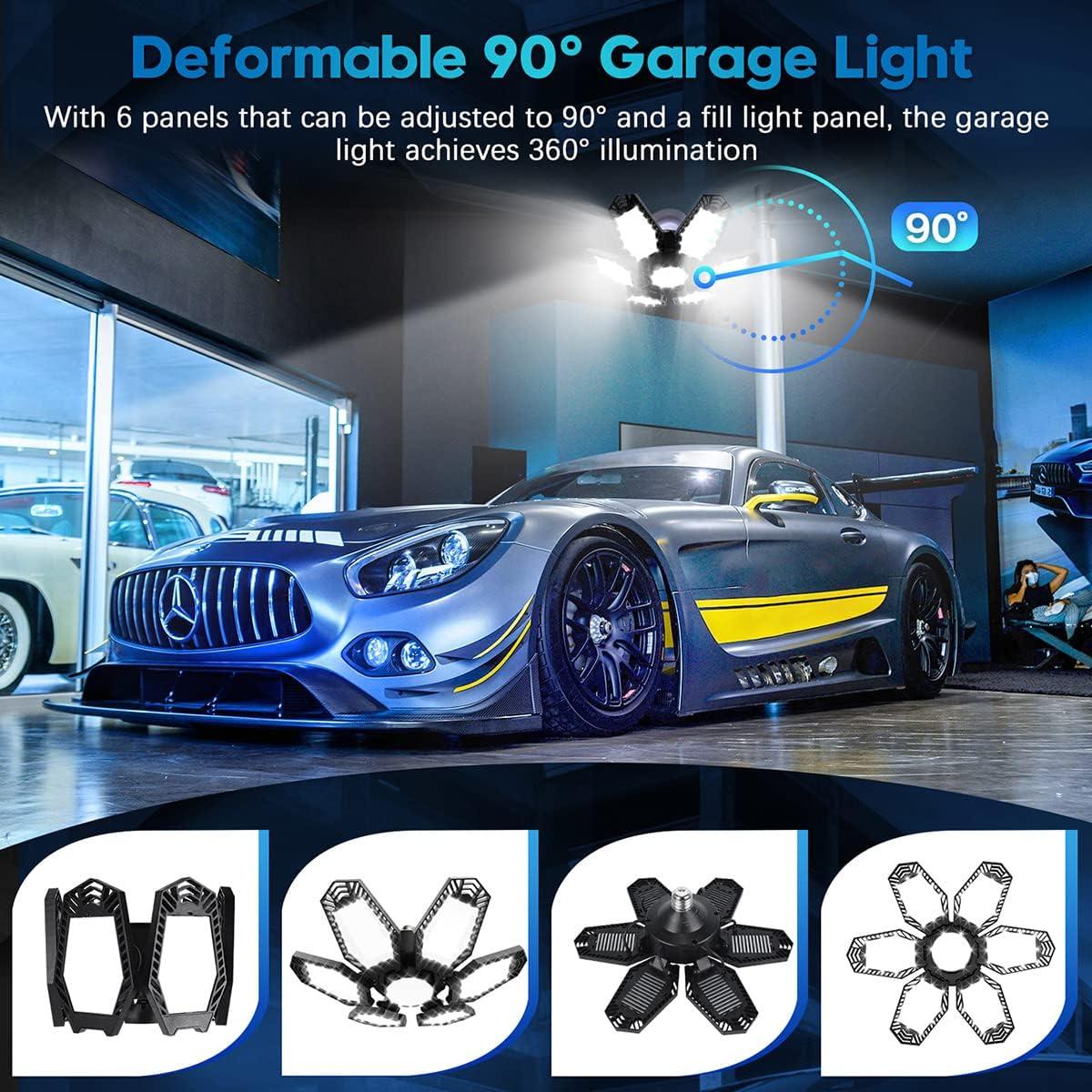 Tanbaby 2-Pack Deformable LED Garage Lights with Adjustable Panels