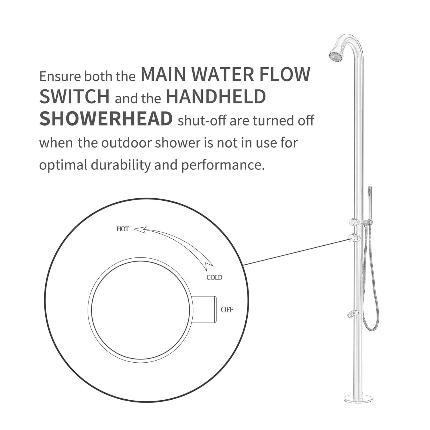 Stainless Steel Free Standing Outdoor Shower