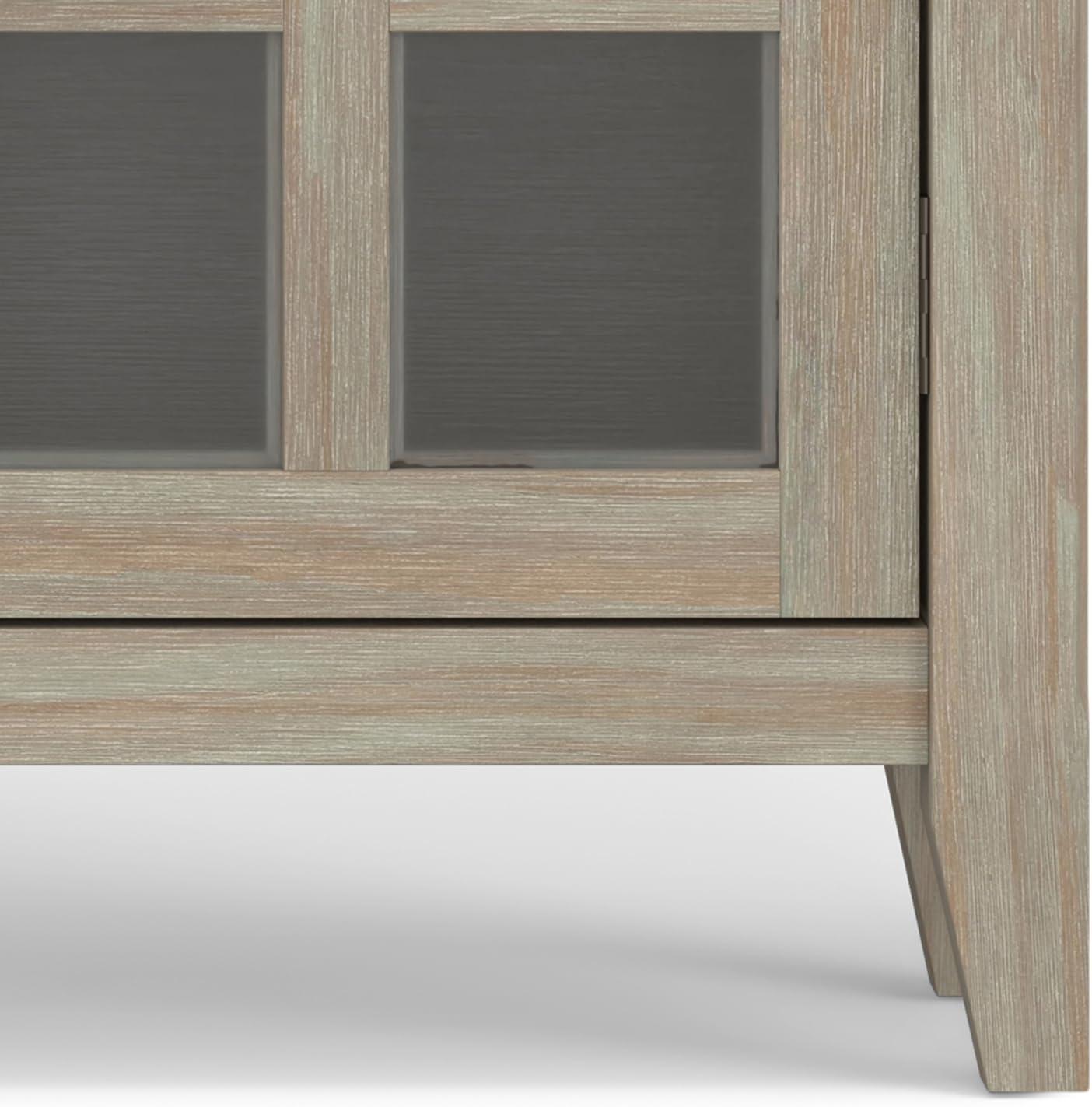 Simpli Home Acadian 36"W Solid Wood 2-Shelf Entryway Storage Cabinet with Glass Doors and 2 Drawers