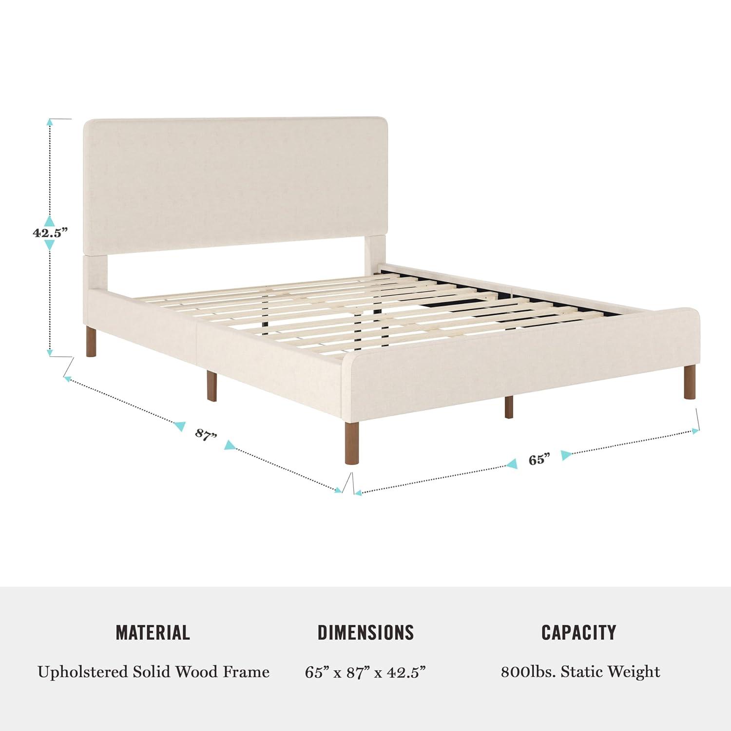 Martha Stewart Martha Stewart Britta Upholstered Platform Bed With Piped Detail Headboard