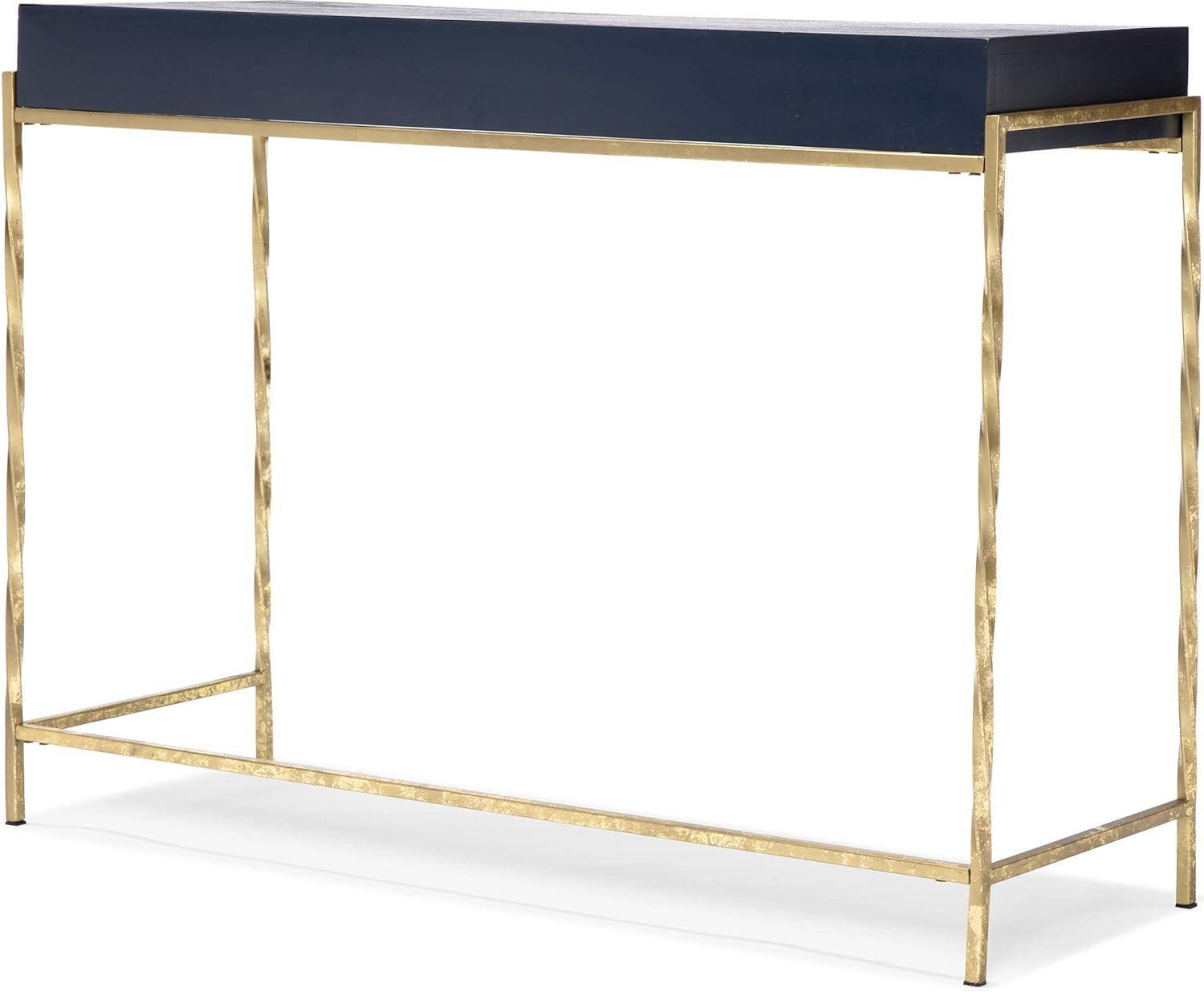 Jolie Modern Living Room Console Table Navy Blue/Gold - Adore Decor: Chic 2-Drawer Design, Glossy Finish, Metal Frame