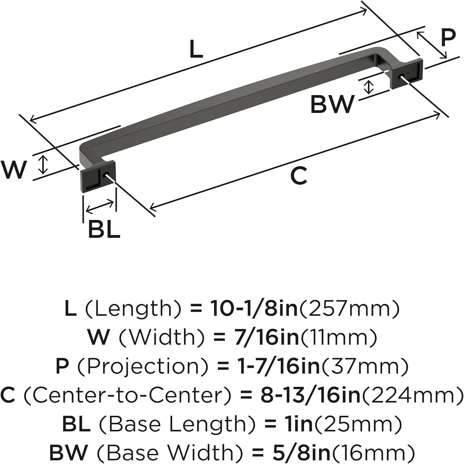 Amerock Westerly 8-13/16 inch (224mm) Center-to-Center Black Bronze Cabinet Pull