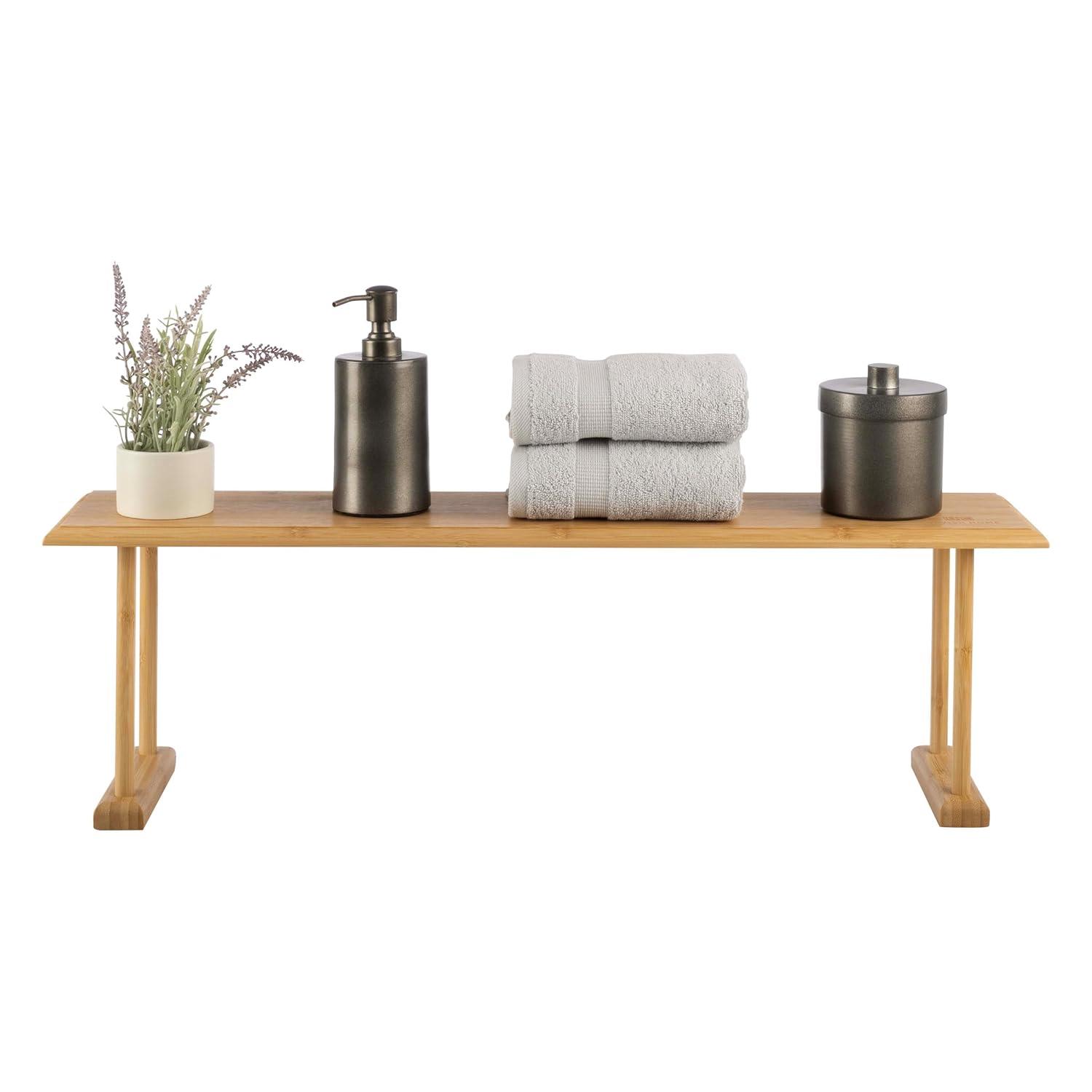 Lavish Home Bamboo Sink Shelf - Countertop Organizer Kitchen, Bathroom, Bedroom, Office - Space-Saving Storage for Soap, Sponges, and Cleaners