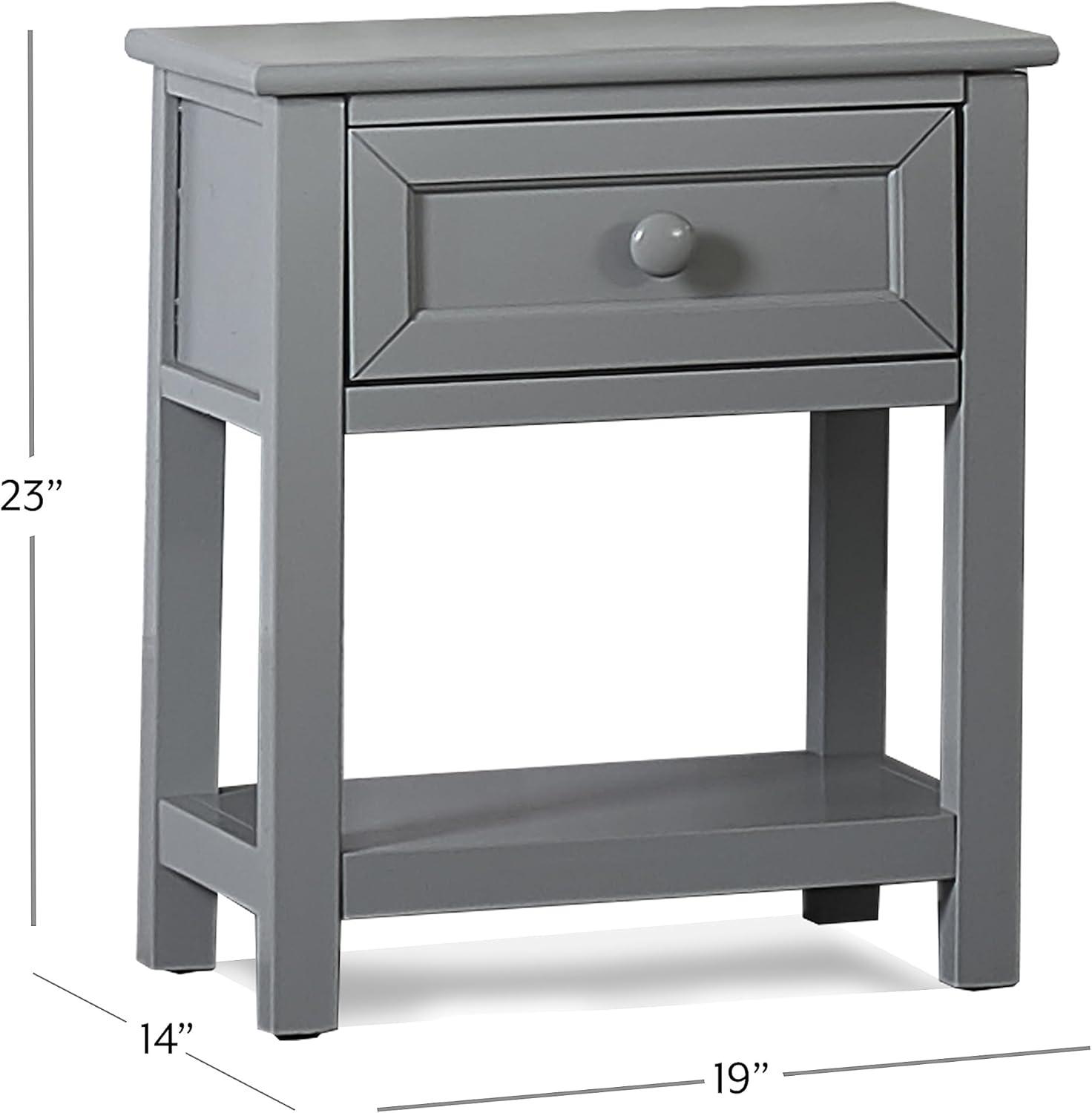 Schoolhouse Modern Grey Solid Wood 1-Drawer Nightstand