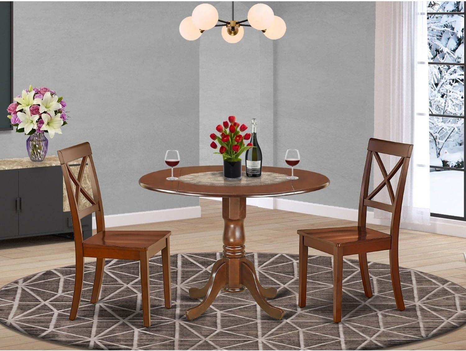 Elegant Mahogany Round Dining Set with Slender X-Back Chairs