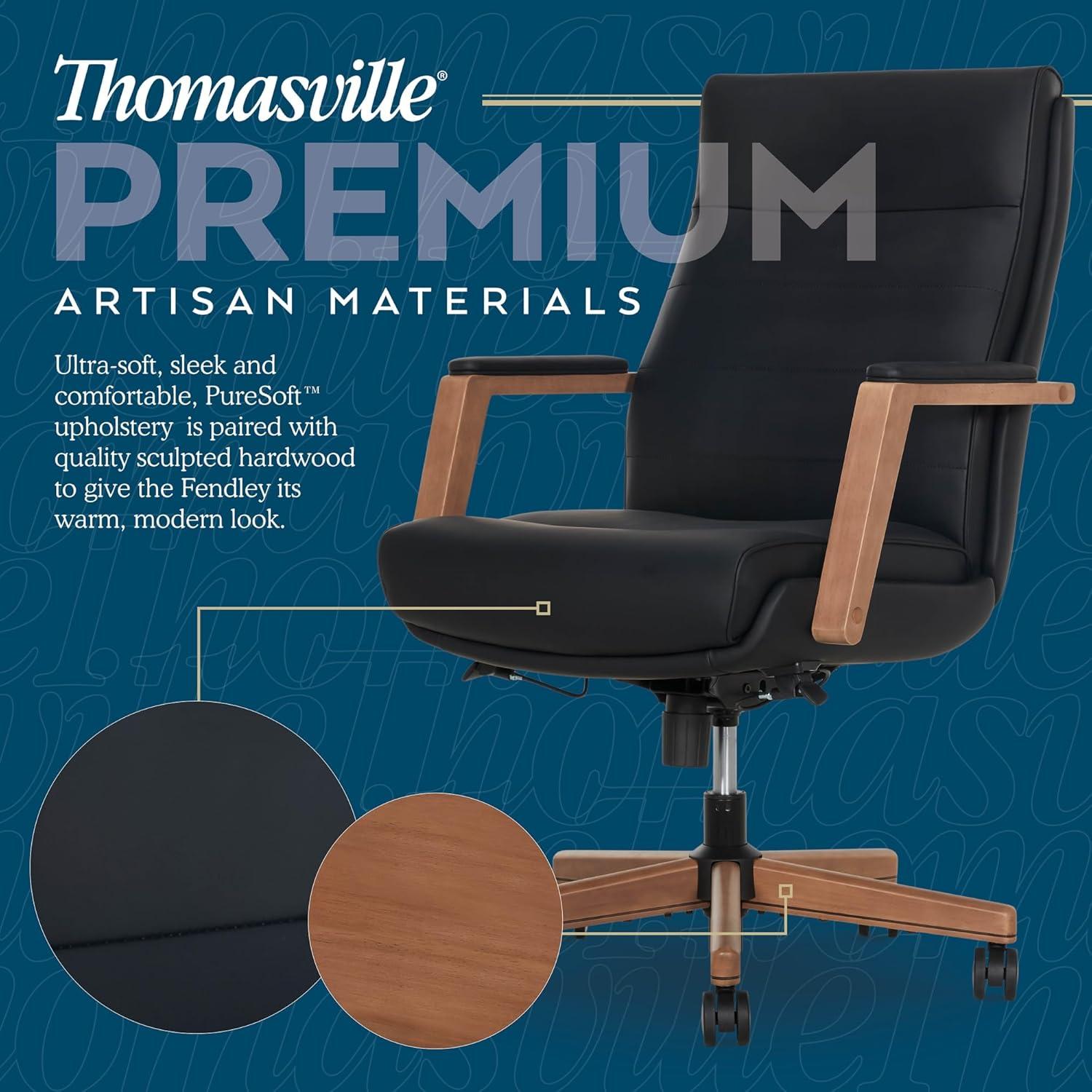 Thomasville® Fendley Ergonomic Vegan Leather Mid-Back Office Chair, Black/Brown