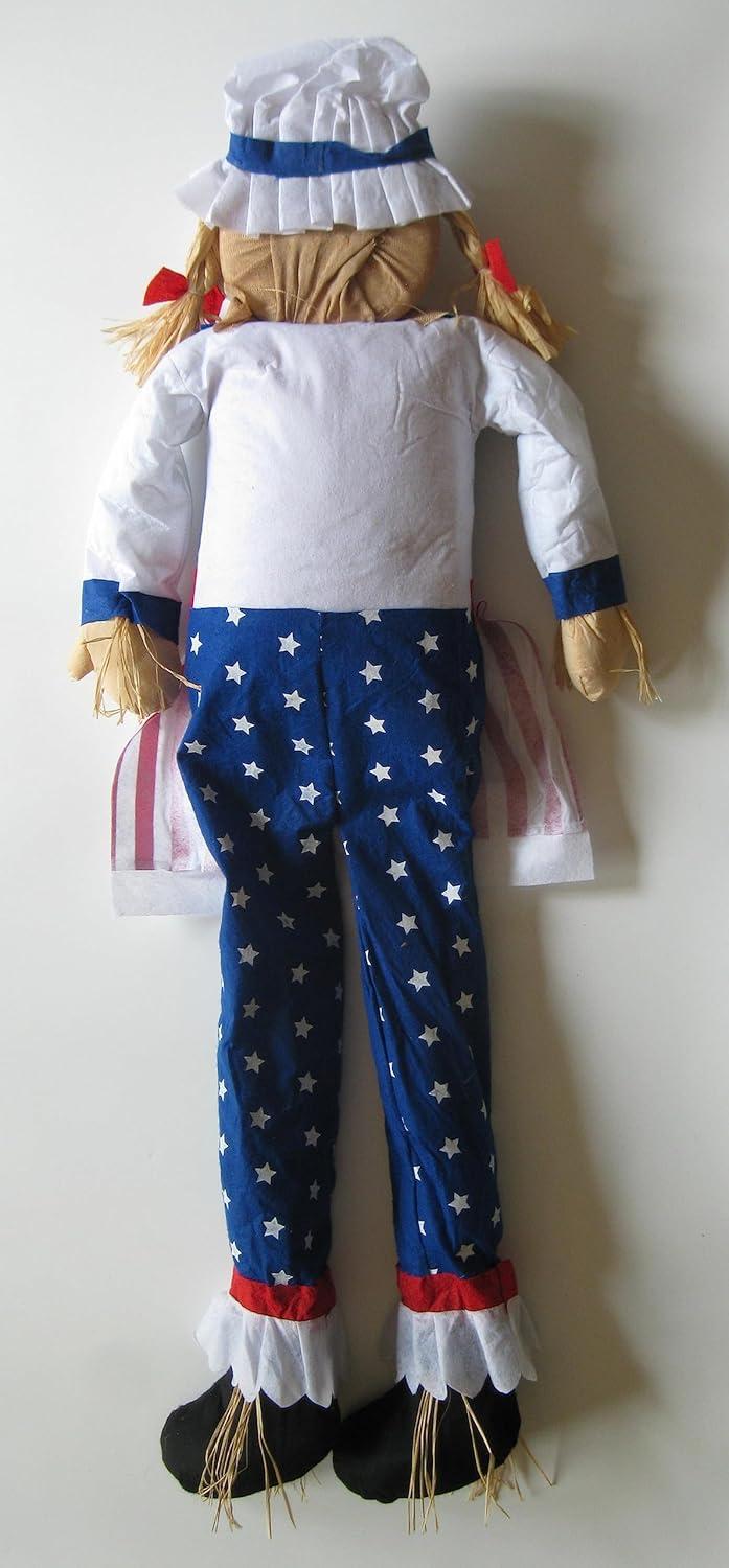 60" Large Sitting Scarecrow Mrs. Uncle Sam Patriotic Americana Fall Decoration 5'