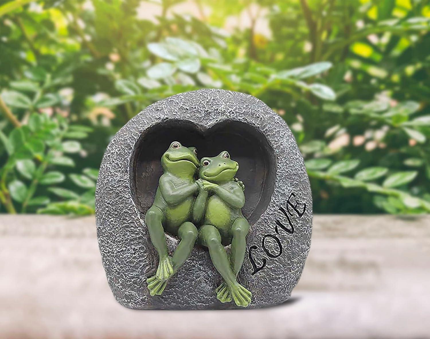 7.09”H Lover Frog Statues for Garden-Resin Frogs Couple Figurines , Frog Outdoor Decor Lawn