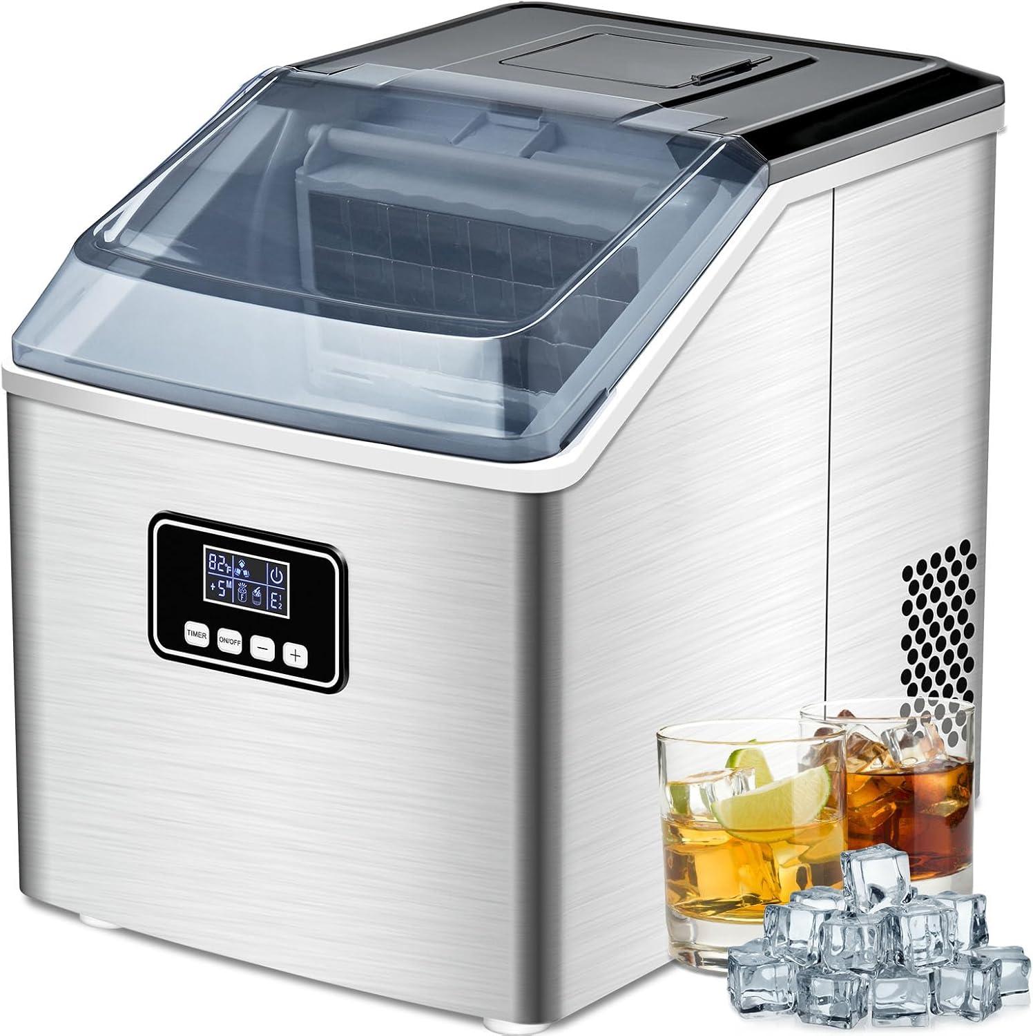 Compact Black Portable Countertop Ice Maker with Self-Cleaning