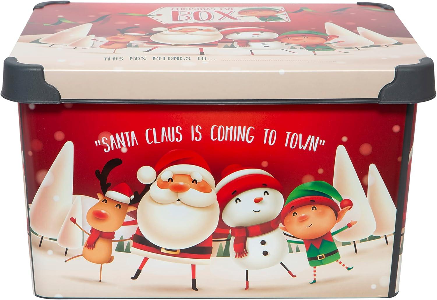 Simplify Santa Clause is Coming to Town Design Plastic Storage Tote