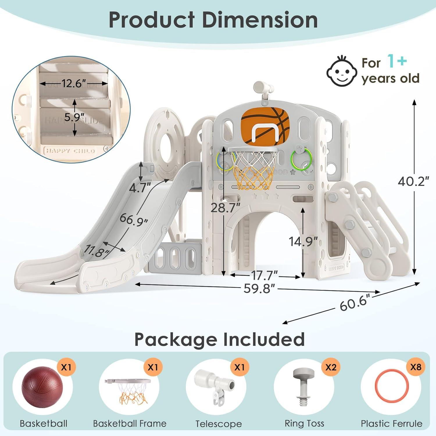 Suteck 9 in 1 Toddler Slide, Kids Slide with Climber Outdoor Indoor Slide Playset