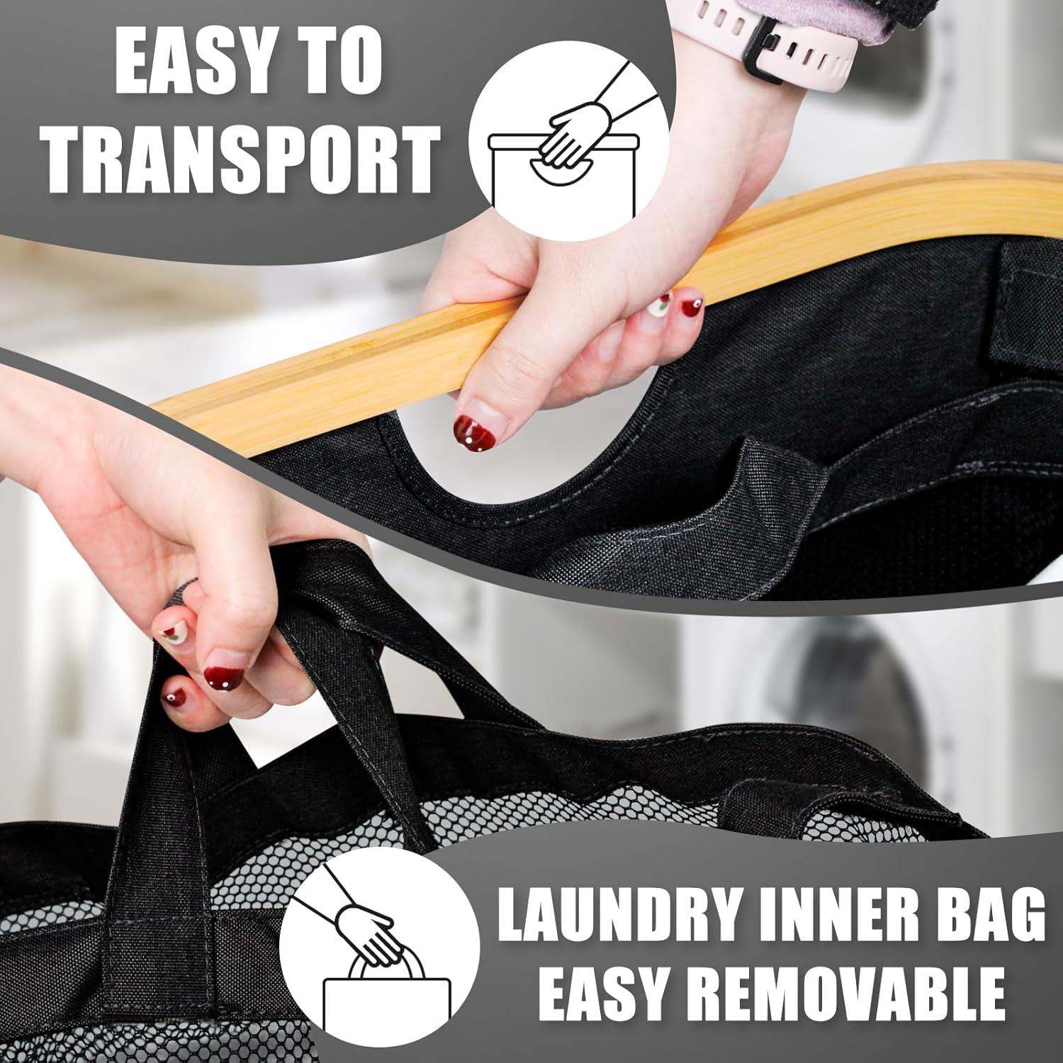 JASODI Laundry Hamper with Lid, 160L Extra Large Laundry Basket 3 Section Dirty Clothes Hamper for Laundry with Removable Laundry Bags