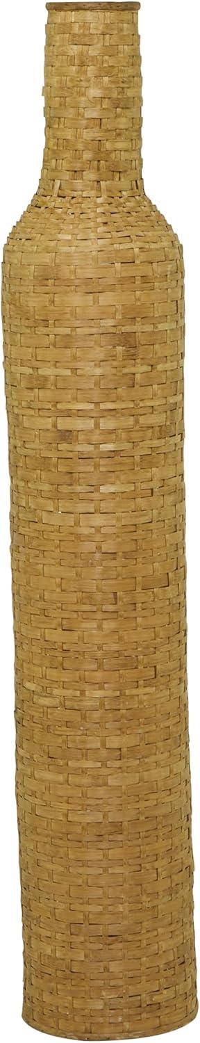 Studio 350 Intricately Woven Tall Bamboo Wood Floor Vase - White or Brown Brown - 9"W, 39"H