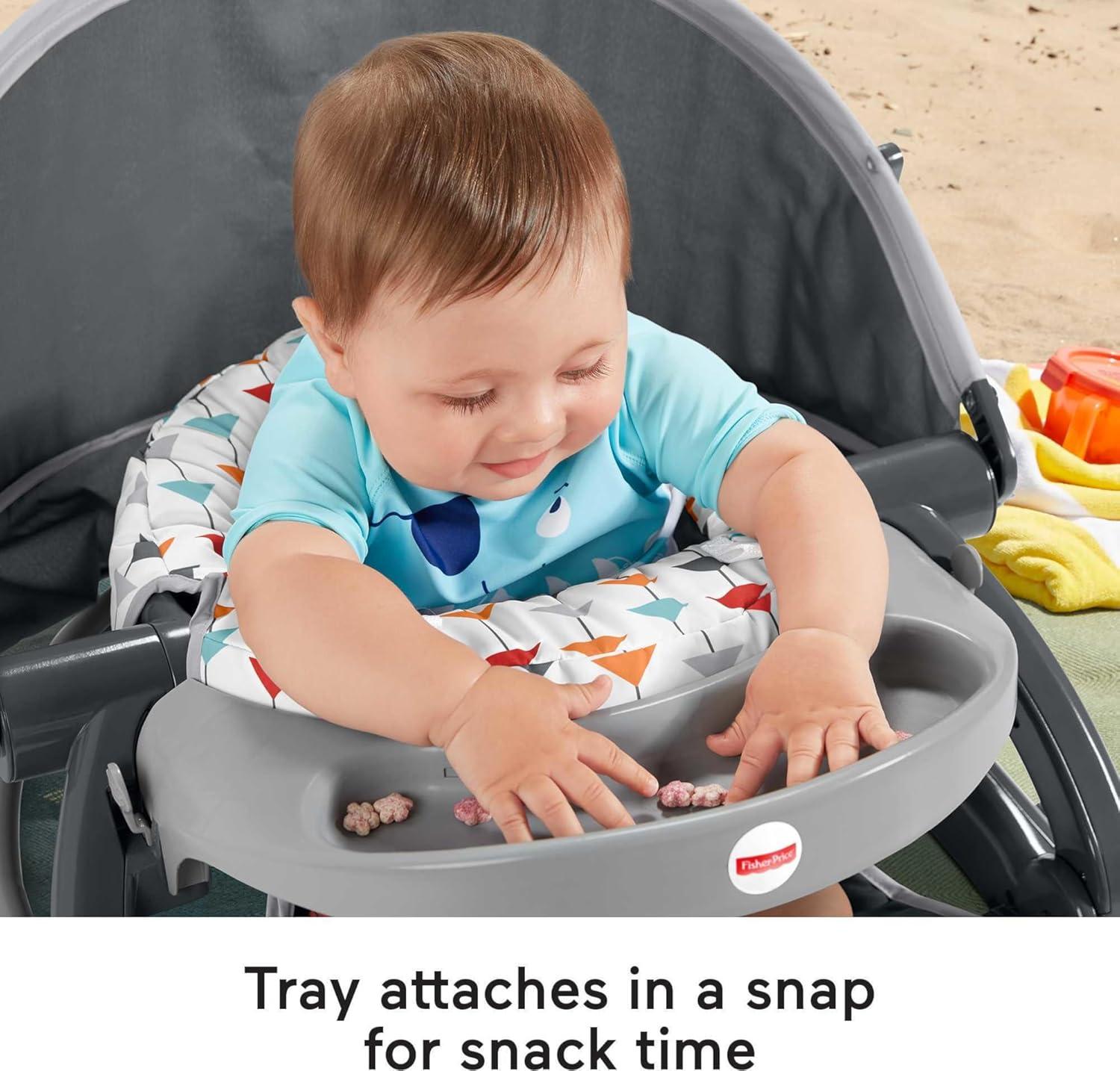 Fisher-Price Foldable Baby Travel Chair On The Go Sit Me Up Floor Seat