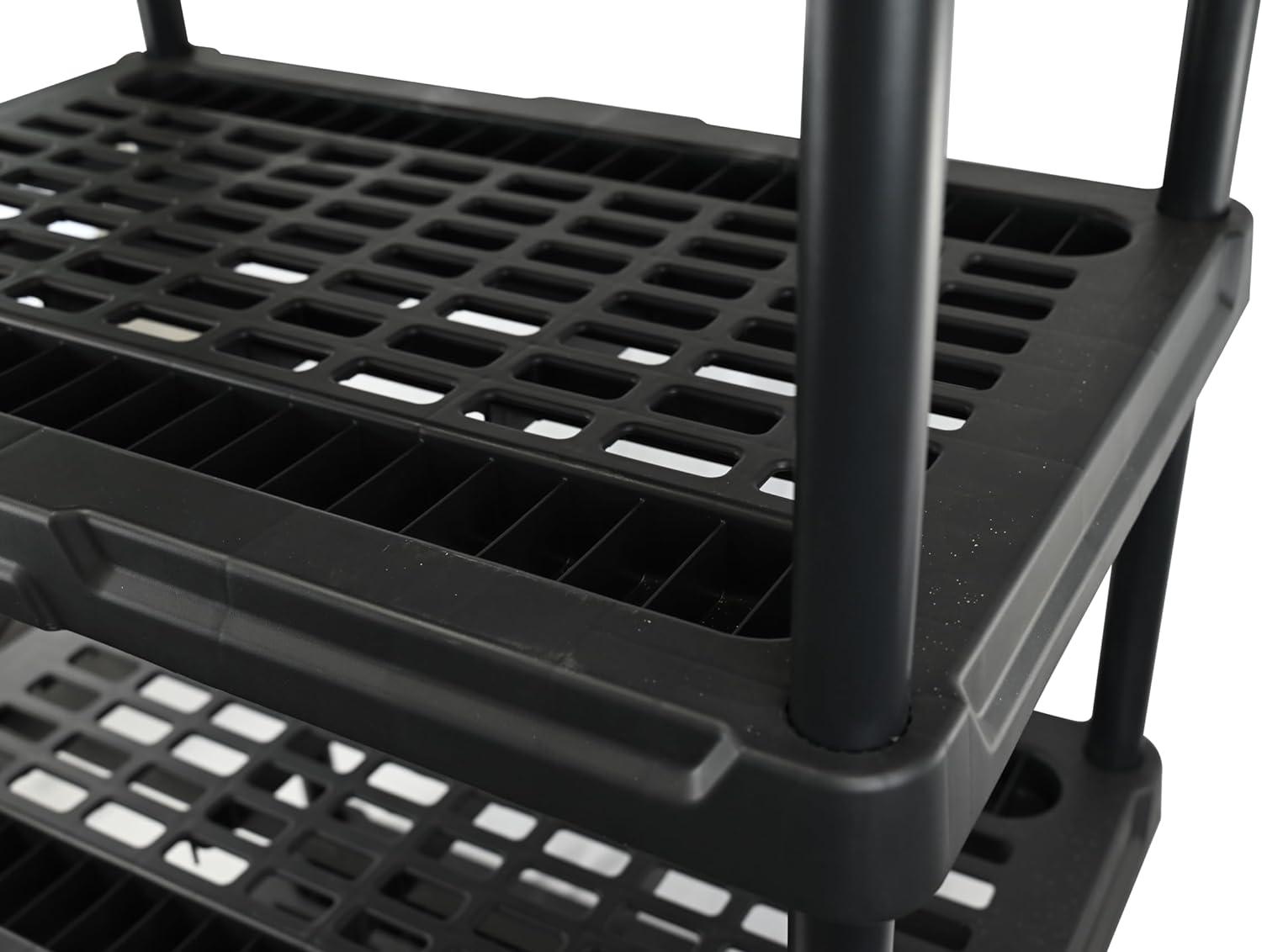 Black Heavy Duty 4-Tier Ventilated Plastic Storage Shelf