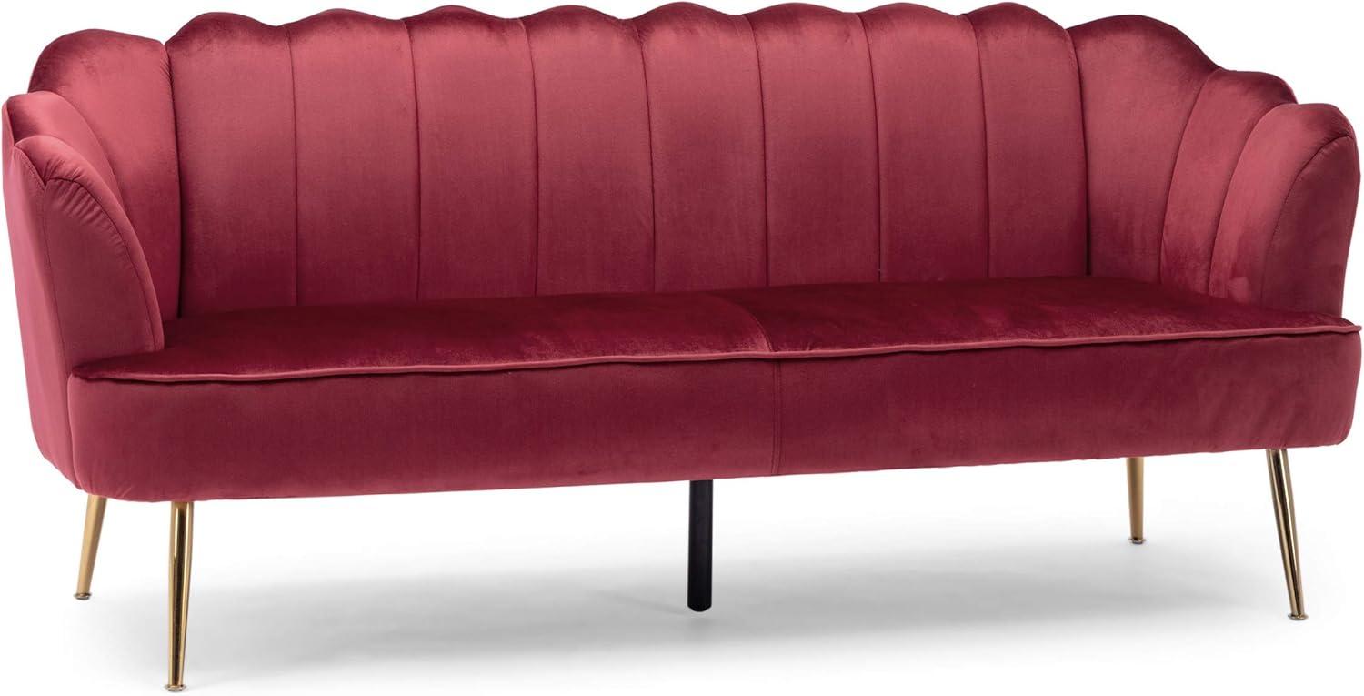 Reitz Modern Glam Velvet Channel Stitch 3 Seater Shell Sofa Blush Pink/Gold - Christopher Knight Home: Durable Iron Legs, Polyester Upholstery