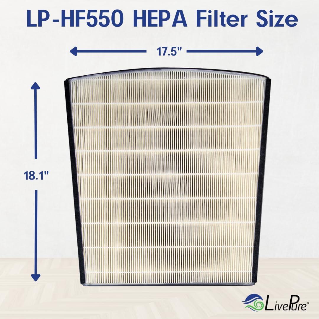 LivePure True HEPA Replacement LP-HF550 Filter for Bali Series Air Purifiers LP550TH, LP550THP, LP560, White