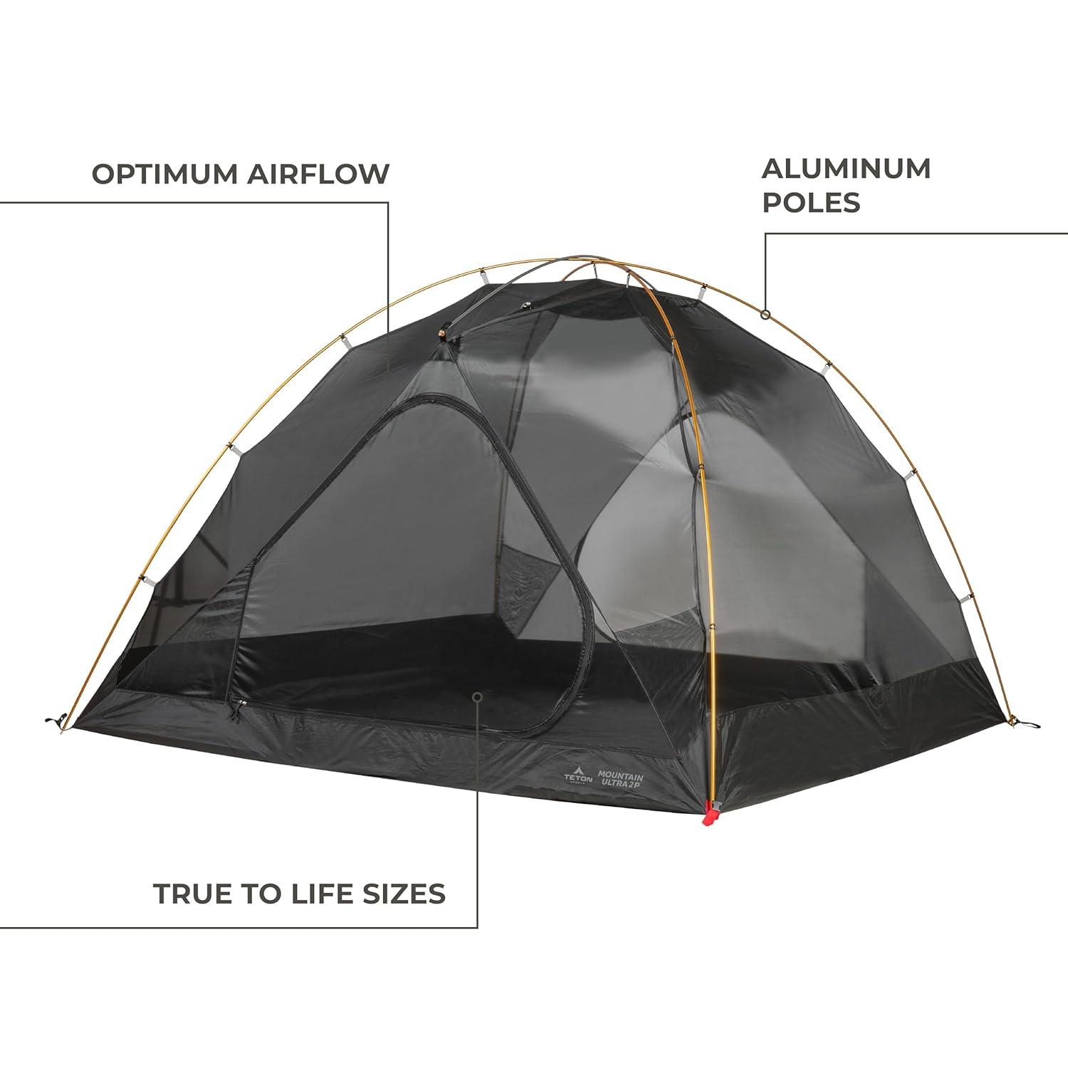 TETON Sports Mountain Ultra Tents, 1-4 Person Backpacking Tent, Lightweight, Perfect for Camping, Hiking and Backpacking – Waterproof and Built to Last