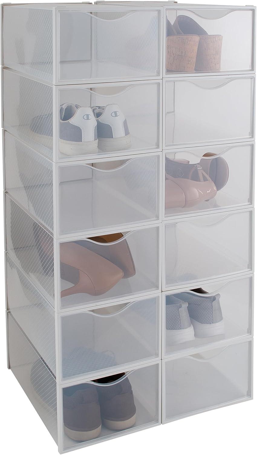 Simplify Set of 12 Drop Front Shoe Box White