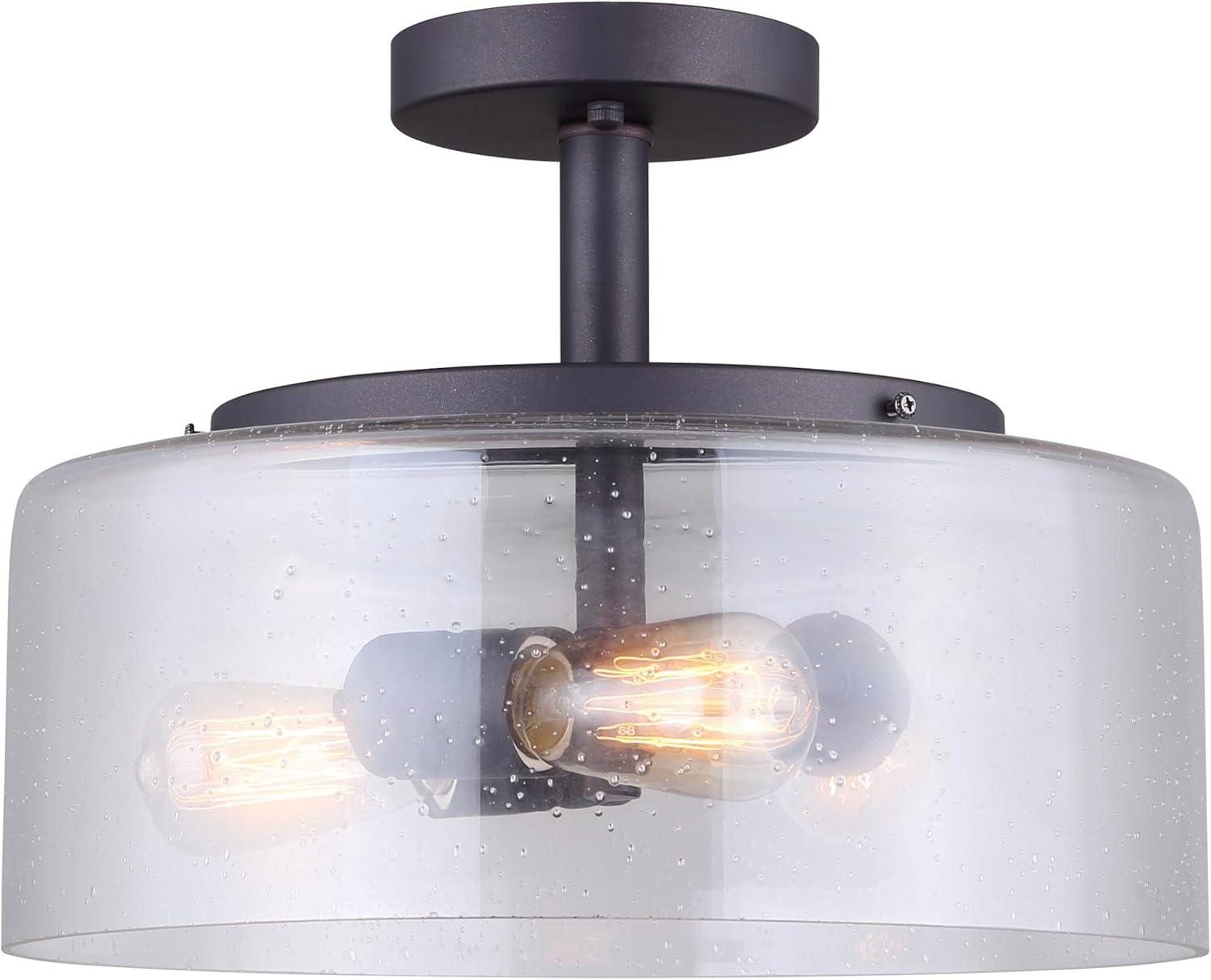 Canarm LTD ISF633A03ORB Nash 3 Bulb Semi-Flush Mount, Oil Rubbed Bronze with Seeded Glass, 3 Light
