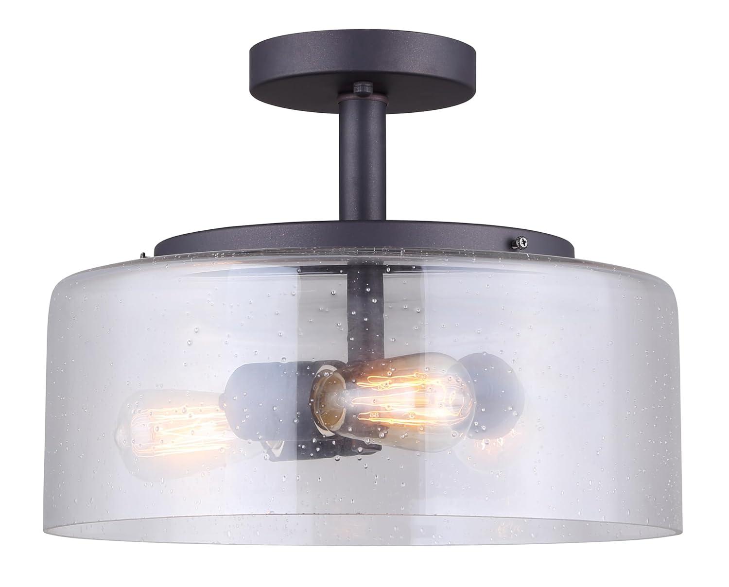 Nash 3-Light Oil Rubbed Bronze Semi-Flush Mount with Seeded Glass