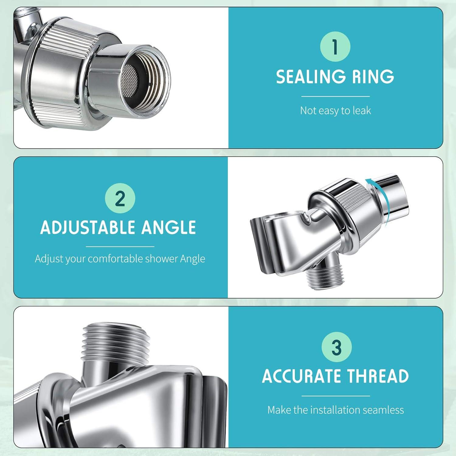 79 Inch Stainless Steel Shower Hose with Adjustable Shower Arm Holder and Head Replacement (Silver)