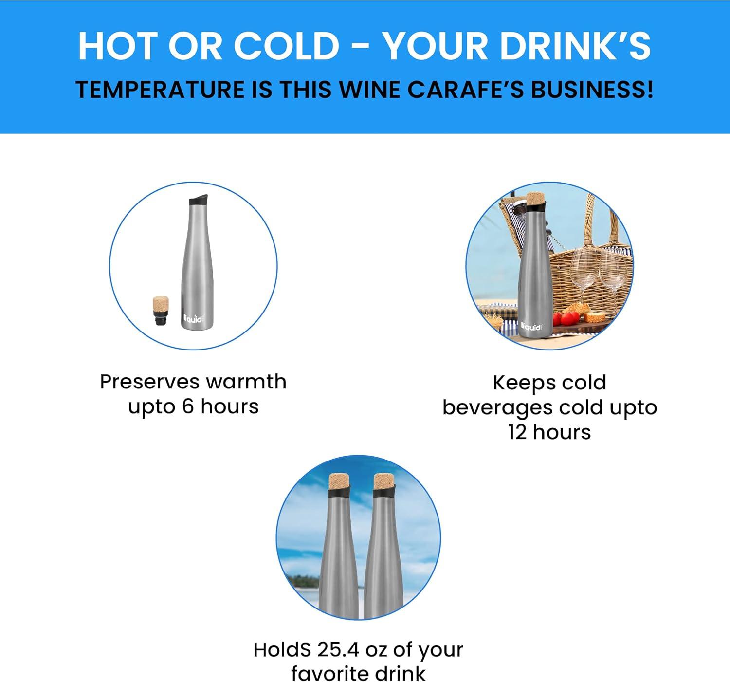 Silver Stainless Steel Insulated Wine and Water Bottle